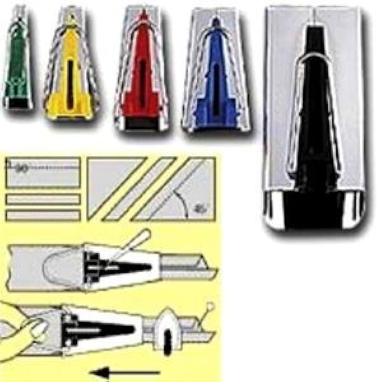 Clover Bias Binding Tape Maker - All 5 Sizes 1/4" 1/2" 3/4" 1" 2" Set #464