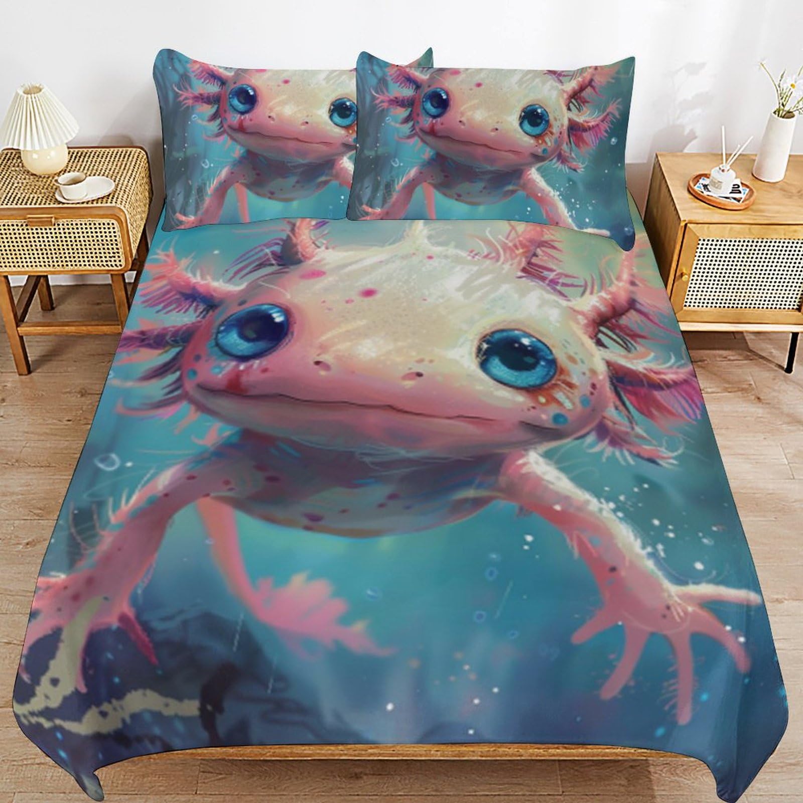 Axolotl parure de lit microfibre douce avec fermeture éclair housse de couette enfant