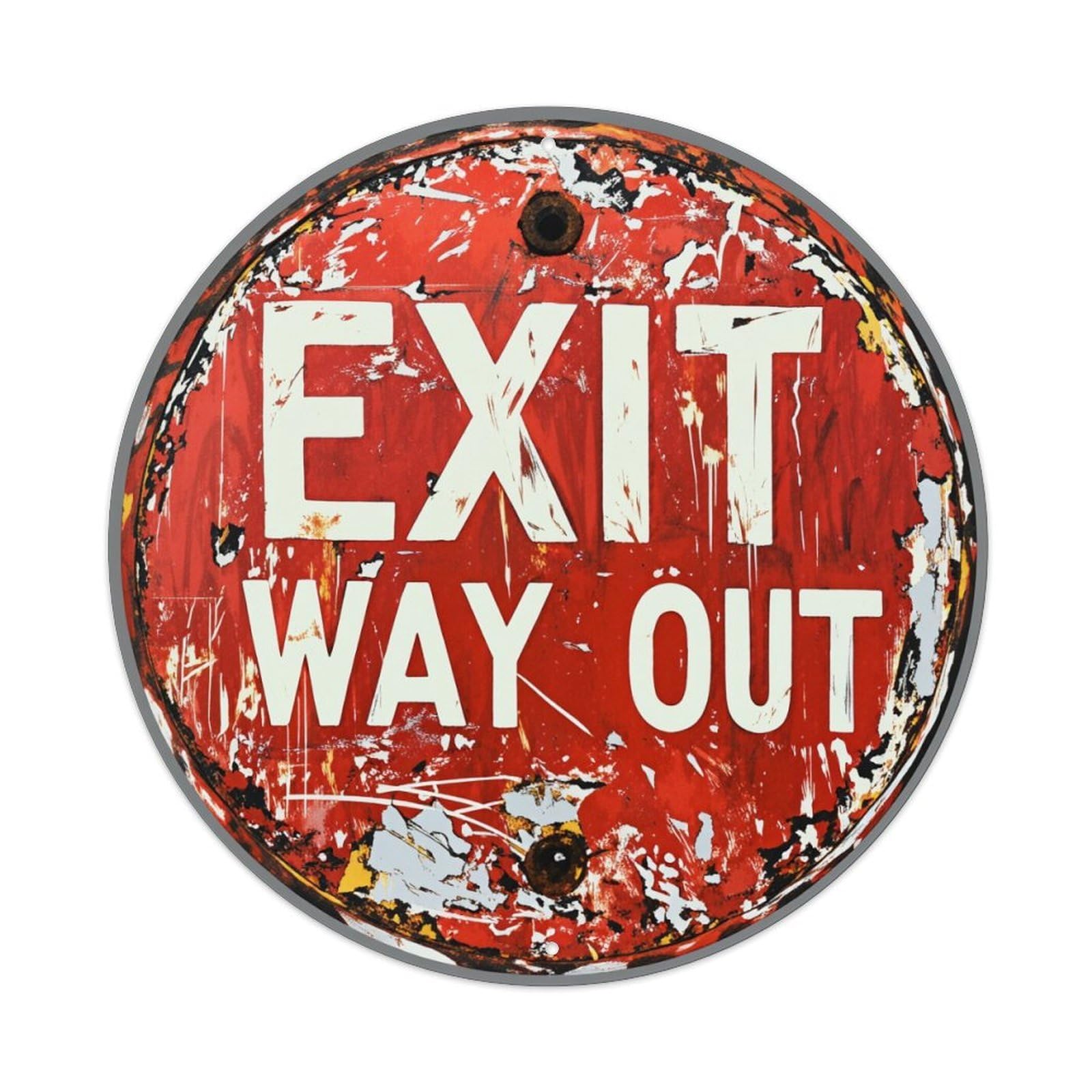 Jdfenggu Vintage Exit Way Out Sign Pattern Retro Metal Tin Sign, Metal Poster For Bar, Home, Man Cave, Kitchen, Laundry Room Art Decor 8X8 Inch