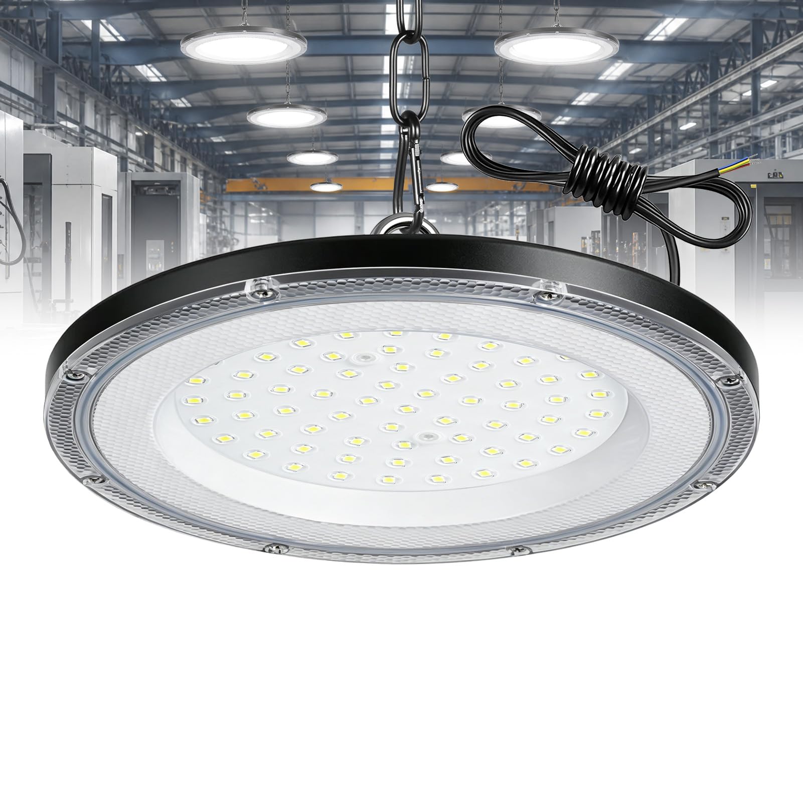 Worshow 200W UFO LED High Bay Light, 20000LM 6500K IP65 Waterproof, 1 Pack