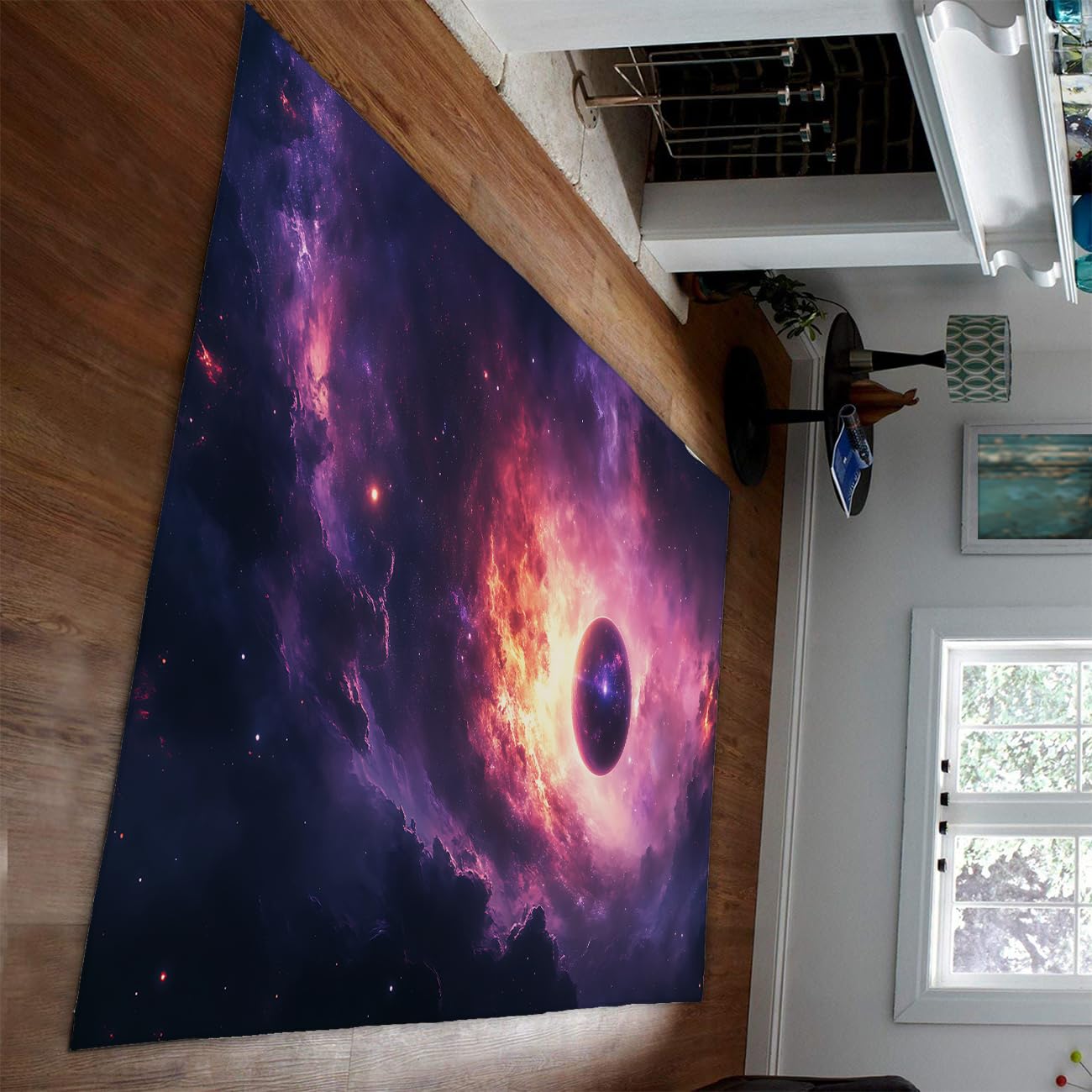 Moquette de style satellite 140x200cm espace cosmique pour décorer un bureau