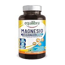 Equilibra Integratori Alimentari, Magnesio, Integratore per la Stanchezza Fisica, Mentale e la Funzione Muscolare, a Base di 3 Sali di Magnesio, Vitamine del Gruppo B, Vegan, Gluten Free, 90 Compresse