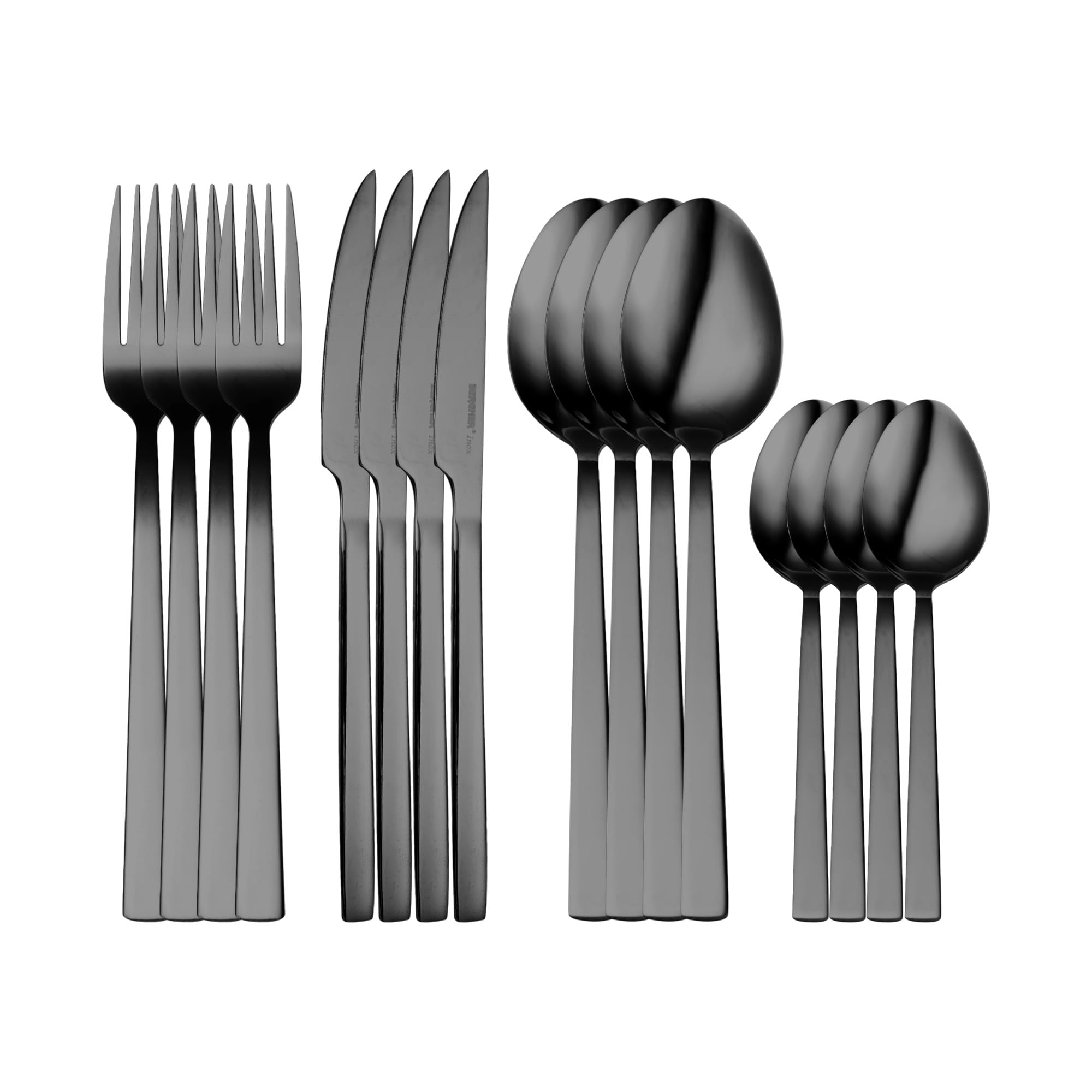 BERGNER SOFIA BG, Cubertería de acero inoxidable de 16 piezas, Incluye 4 cuchillos, 4 tenedores, 4 cucharas, 4 cucharillas, Acabado plateado en oferta en Amazon
