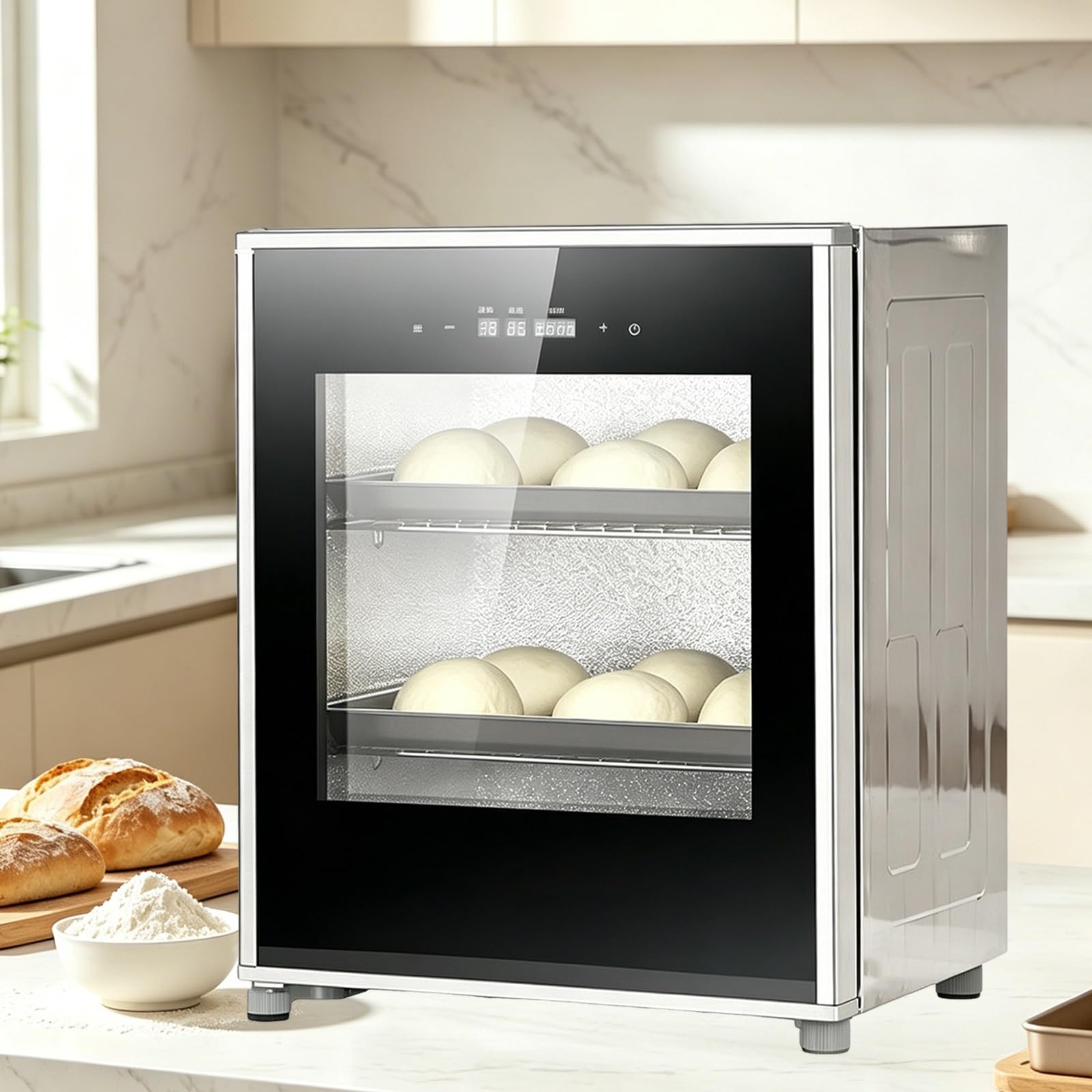 Kiboom 110V Stainless Steel Bread Fermentation Cabinet, Dough Yogurt Proofer, For Baking, Fermentation, And Yogurt Making, Meeting Diverse Cooking And Baking Needs