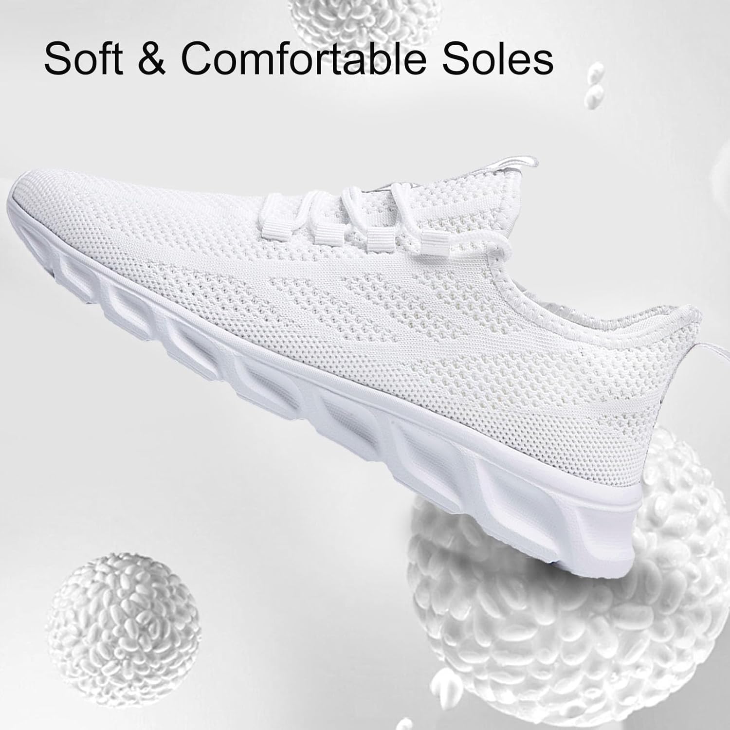 WCIDFY Mens Running Shoes Mesh Breathable Tennis Shoes Lightweight Walking Sneakers Comfortable for Gym White 8.5 - Image 6