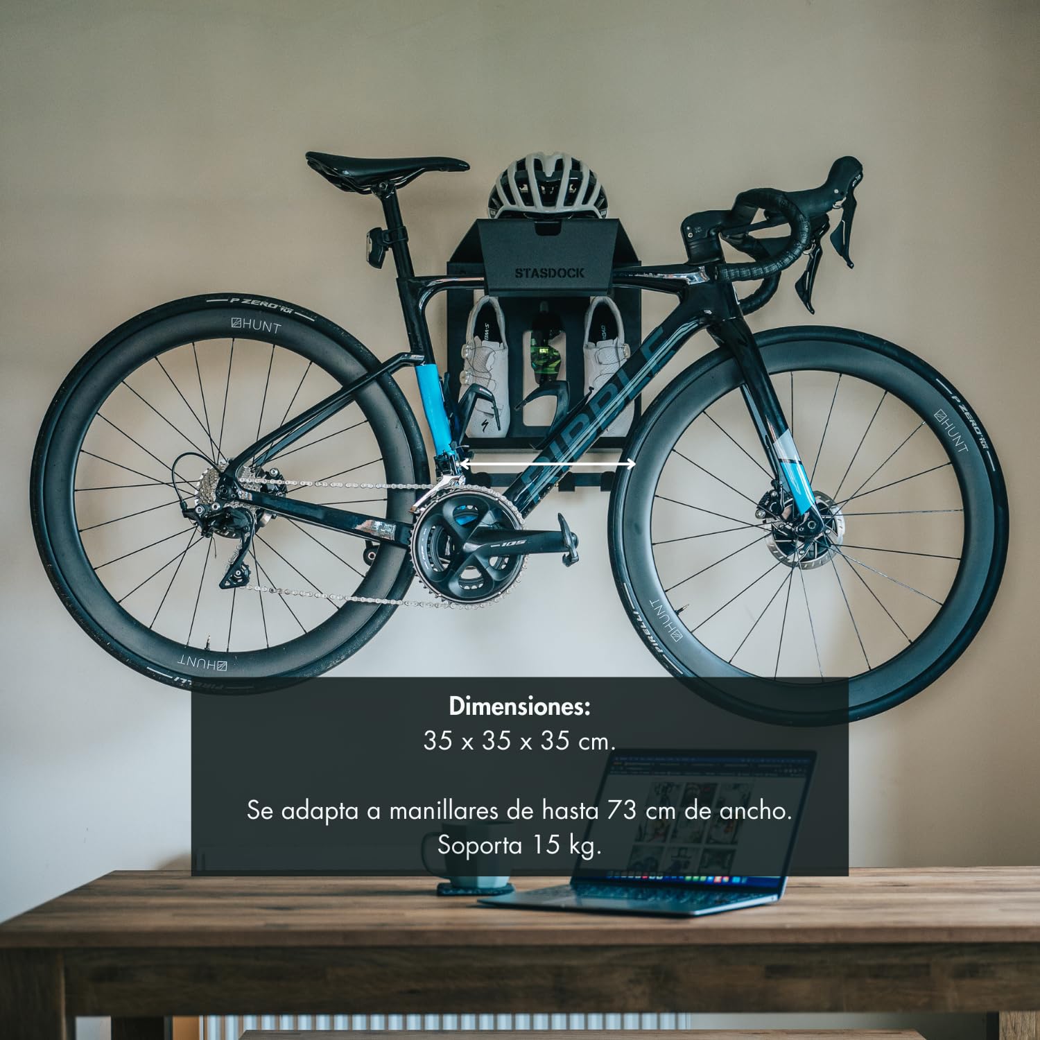 Stasdock Elegante Soporte de Pared Bicicleta - Colgador para Bicicletas Porta Bici - Gancho Elevador Bicicleta de Carretera