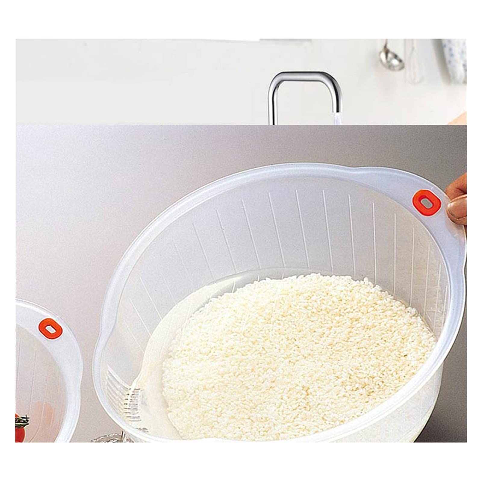 Colador Drenaje Cesta tazón plástico arroz Lavado Cuenco Cesta arroz colador Vegetal Fruta Cesta arroz Lavado tamiz colador Transparente Coladores de Alimentos