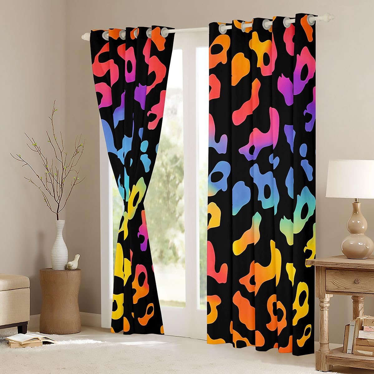 Homewish Tende oscuranti per soggiorno, motivo leopardato, 116 x 183 cm