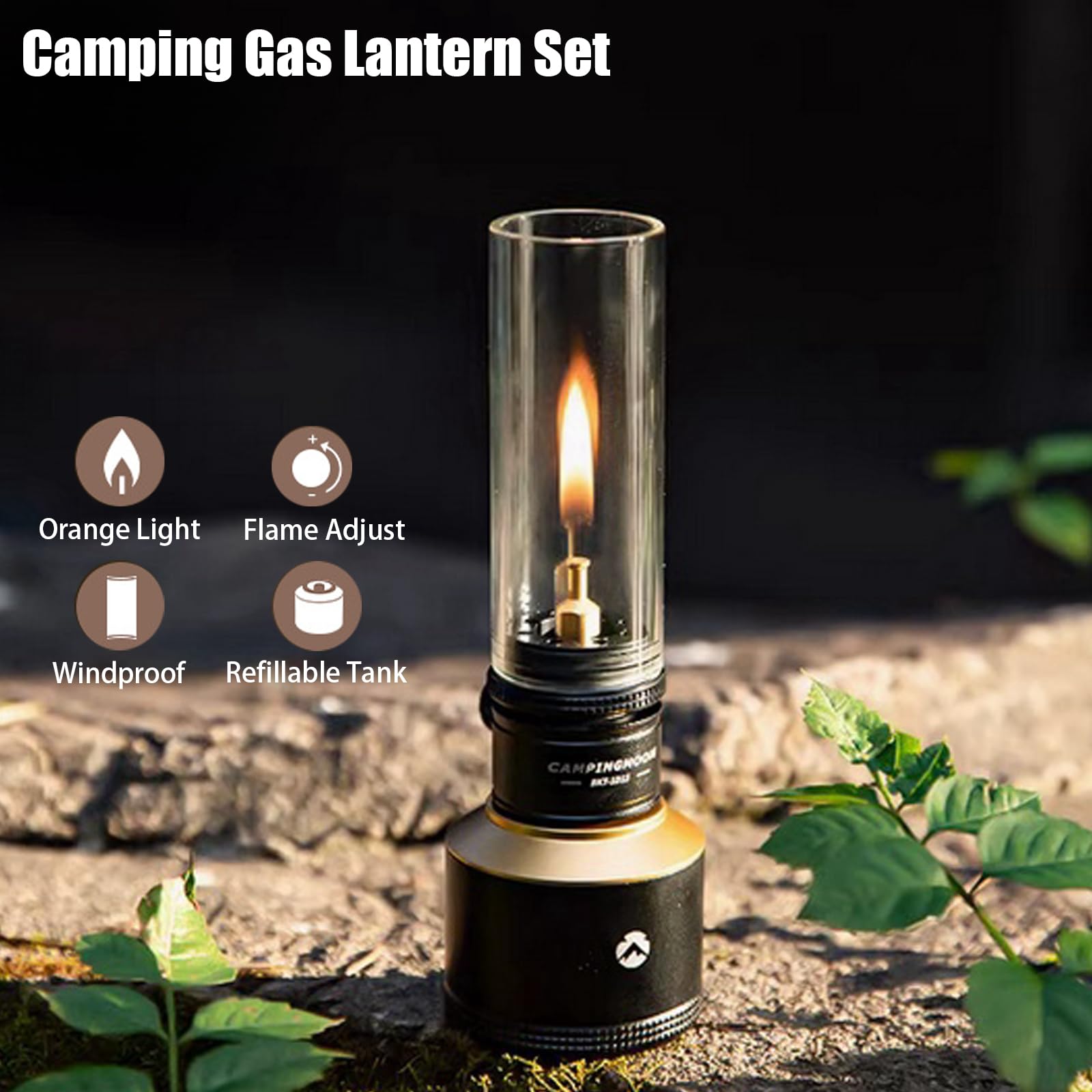 Campingmoon BKT-1D15 - Lampe à gaz portable - Pour extérieur, tente, bougie