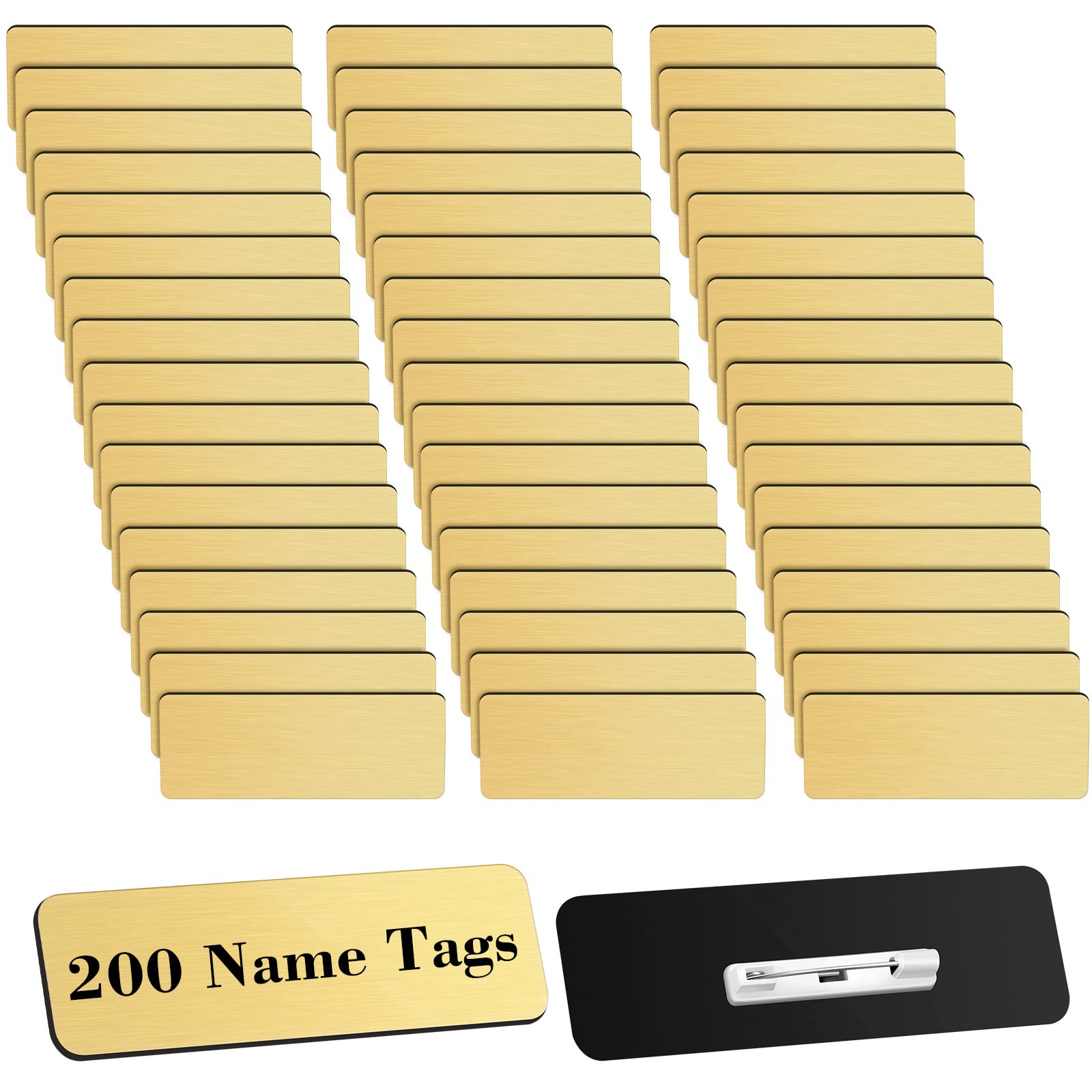 Buy 200 Pieces Name Tags Badge Blanks With Pins 1 X 3 Blank Gold Name