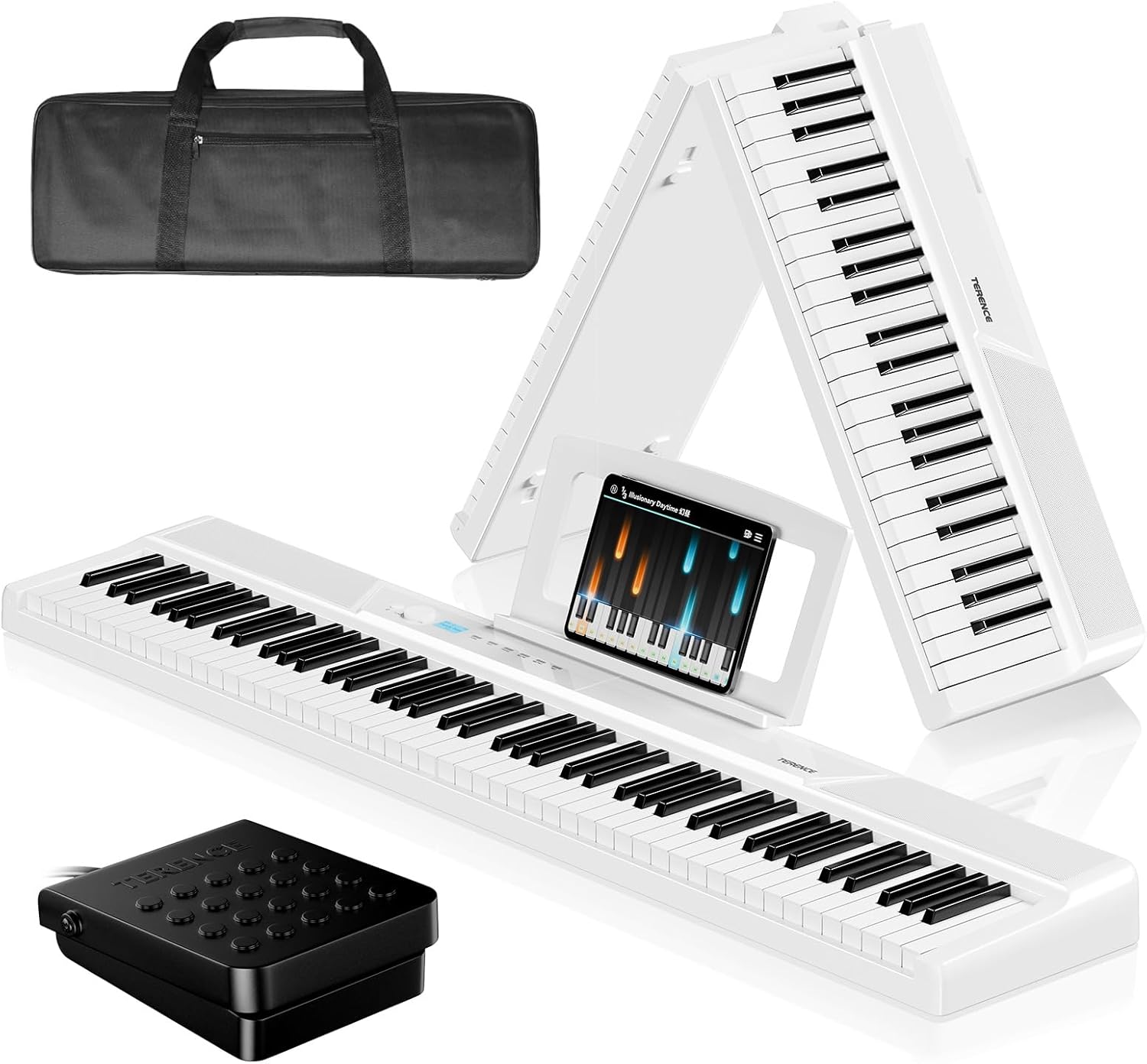 TERENCE 電子ピアノ 折り畳み 88鍵高感度ウェイト鍵盤 30Wデュアル