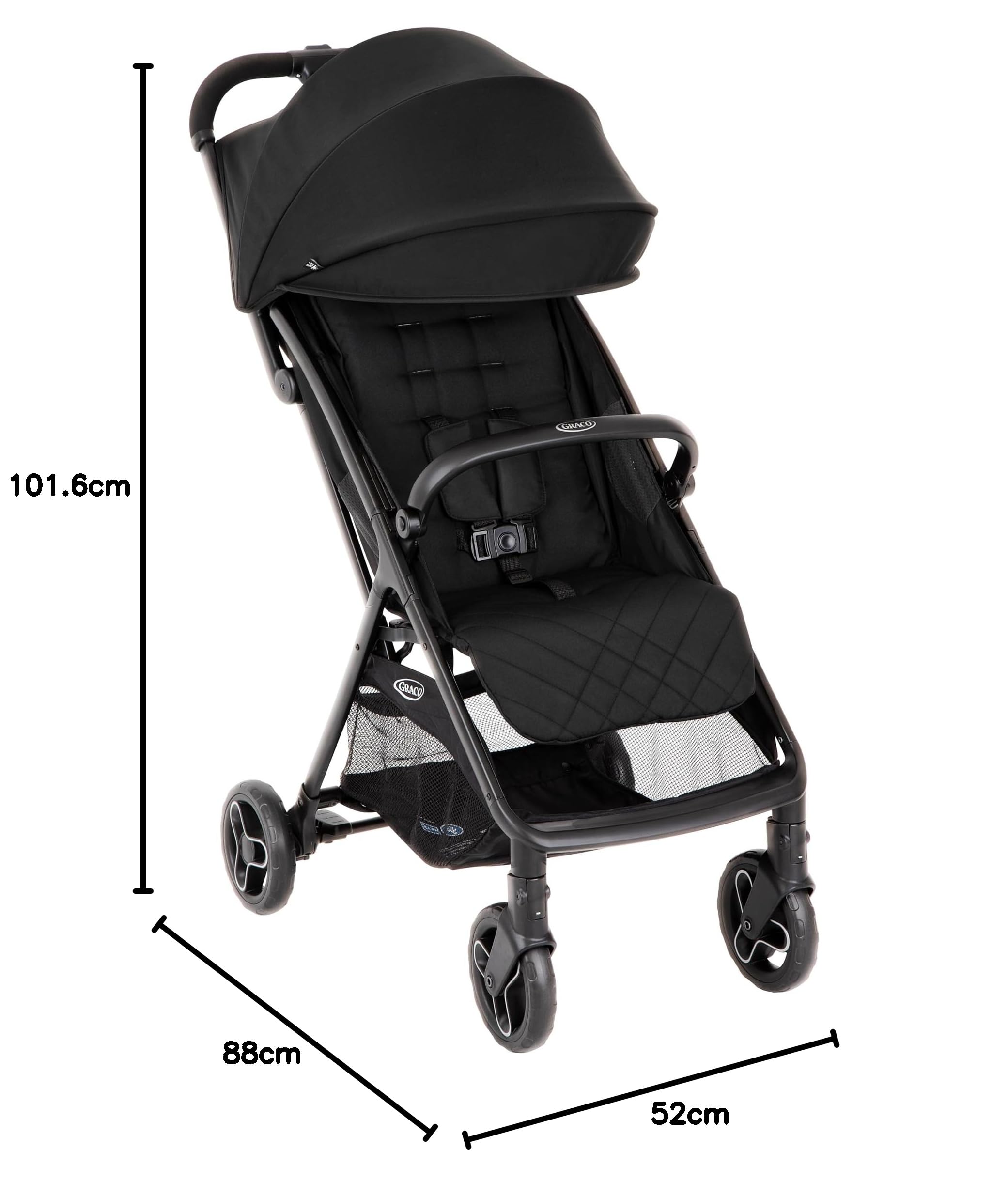 Graco - Myavo Silla de paseo ligera y de plegado rápido, desde el nacimiento hasta los 4 años aprox. (22 kg), con cubierta para la lluvia, color Midnight