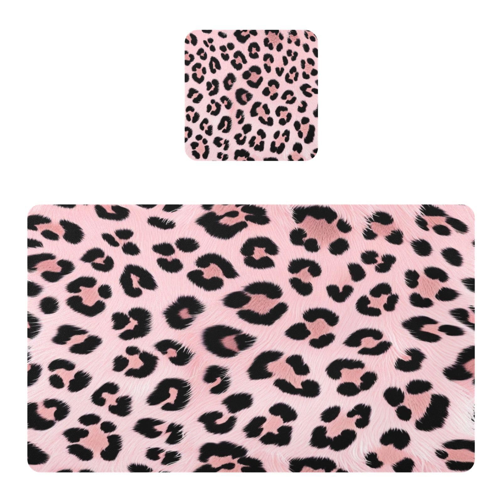 BURSTDDY Leopard Print Placemat Waterproof Place Mat for Dining Table