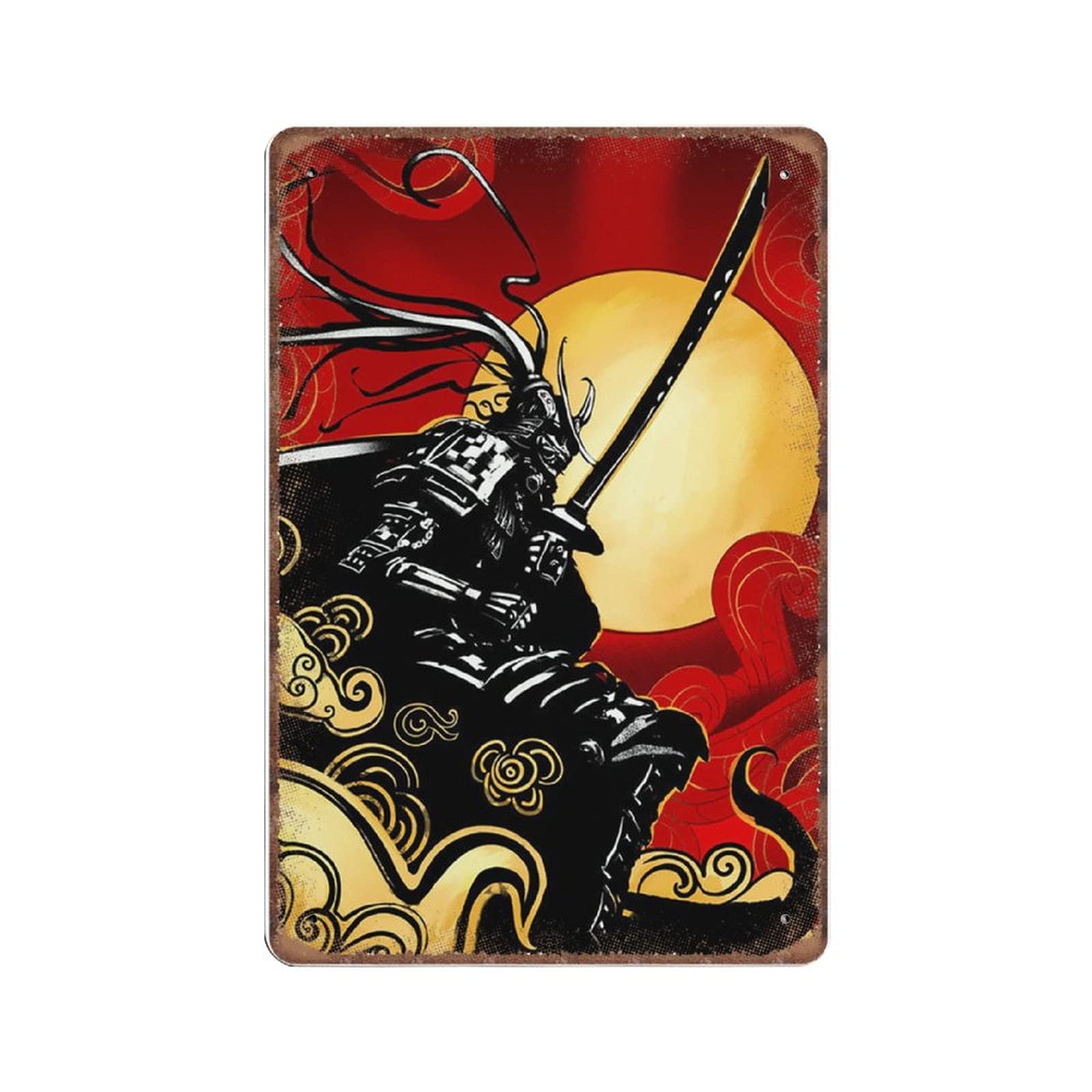 rayprint Samurai Warrior Tin Signs Funny Vintage Metal Sign Plaqu Poster Wall Art Pub Bar Kitchen Garden Bathroom Home Decor, 20x30 cm