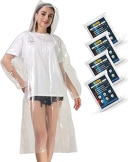 Airpler Disposable Rain Ponchos Family Pack for Adults - Emergency Rain Poncho for Women and Men with Drawstring Hood