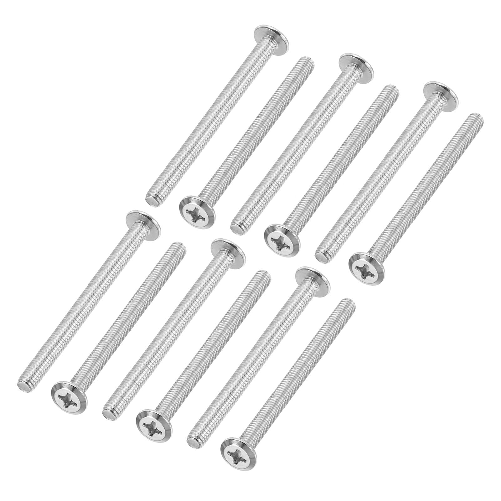 PATIKIL Flat Round Head Phillips Screws, 8 Pack M6-1 x 80mm Binding Screws 304 Stainless Steel 18-8 Full Thread