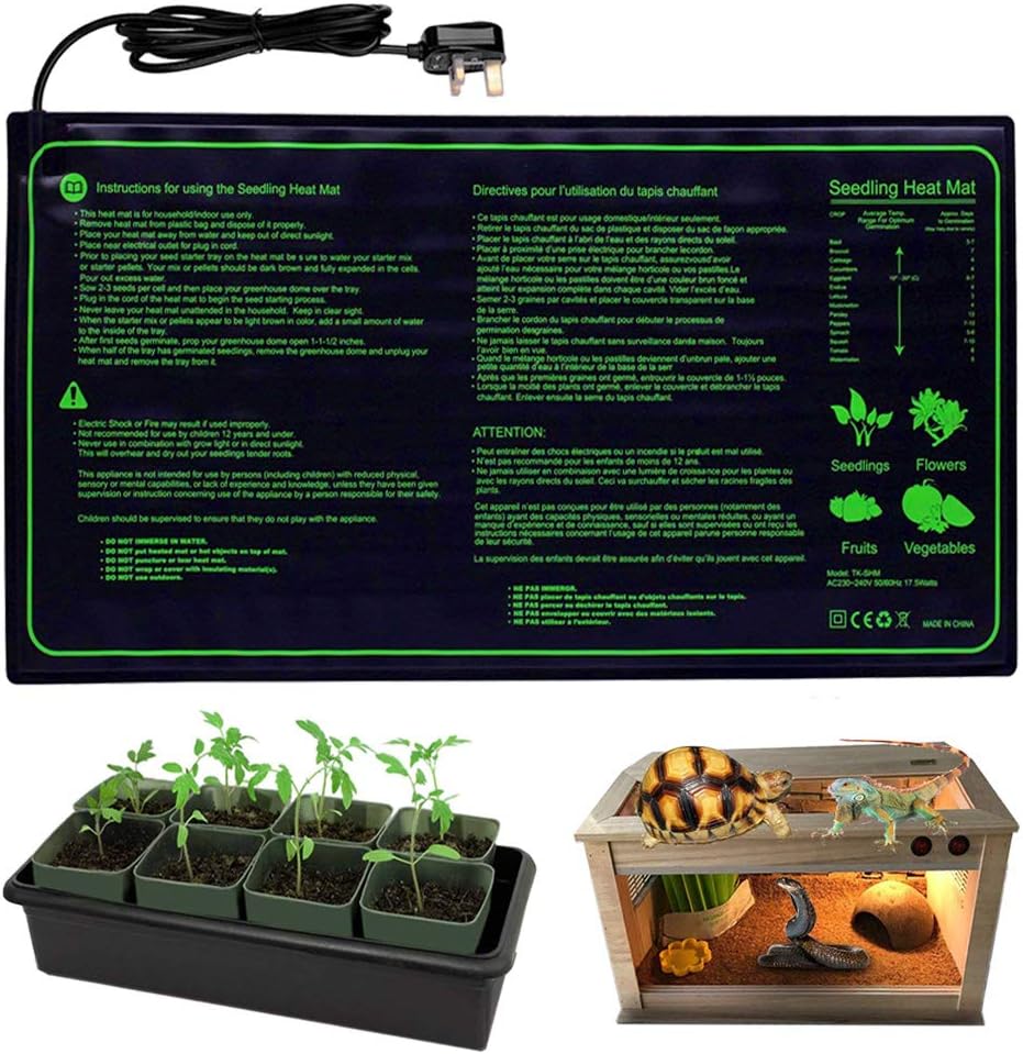 RINBO Seedling Heat Mat, Heating Mat Heated Propagator, Hydroponic Seedling Reptile Plant for Indoor Gardening Greenhouse, Durable Waterproof 100% Safe (10"x20.75")