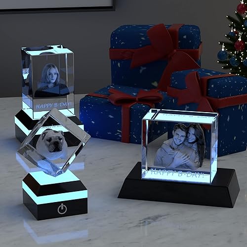 Miniatura 6 de Fanery Sue Foto de cristal 3D personalizada, regalos personalizados para ella, padre, madre, esposa, marido, gran regalo personalizado con tu propia