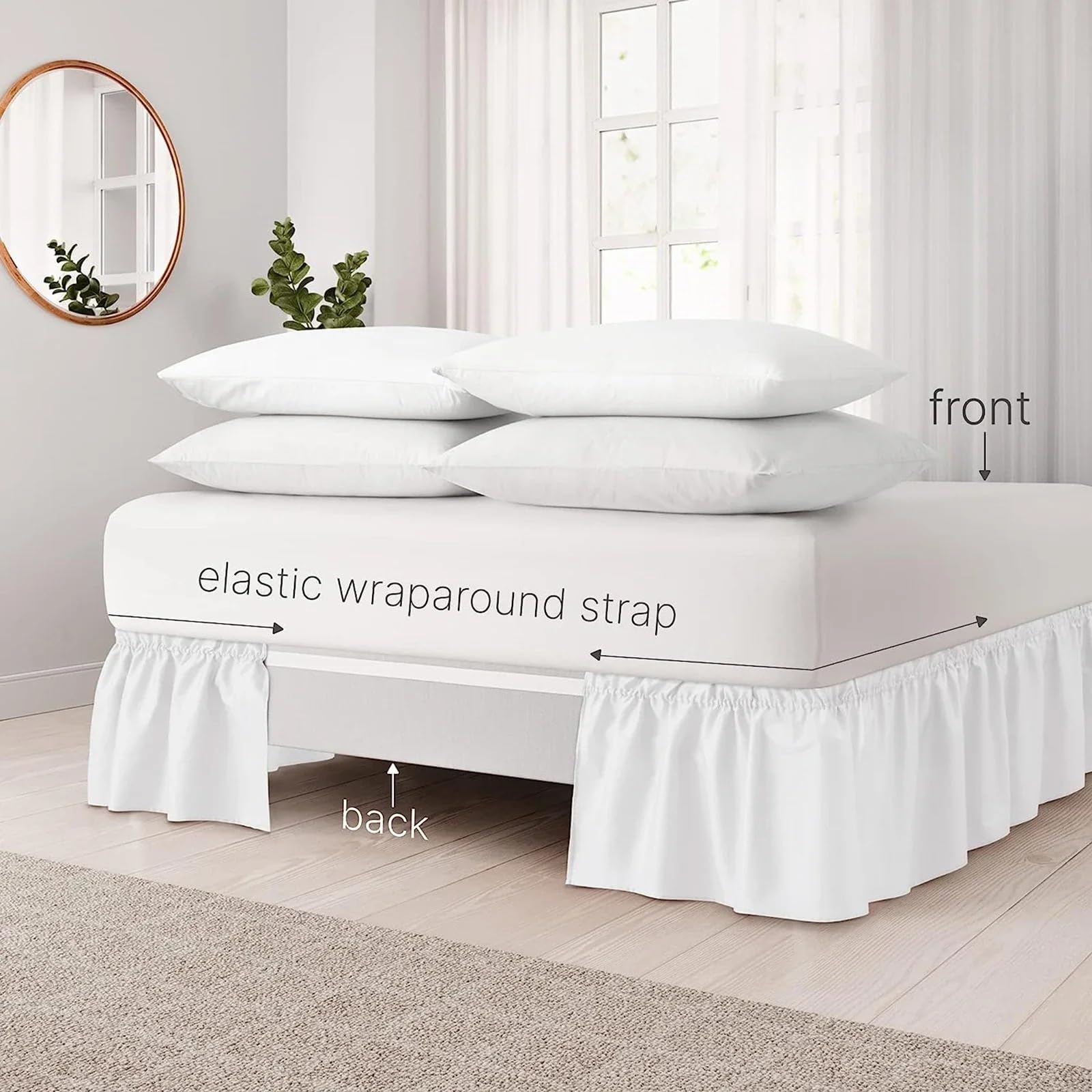 Bedrok elastische bedrok met ruches bedrok zachte comfortabele wikkeling rond vervagingsbestendige effen kleur bedrokken Twin volledige koningin kingsize bed basishoes (kleur: zwart, maat: 198 x 203