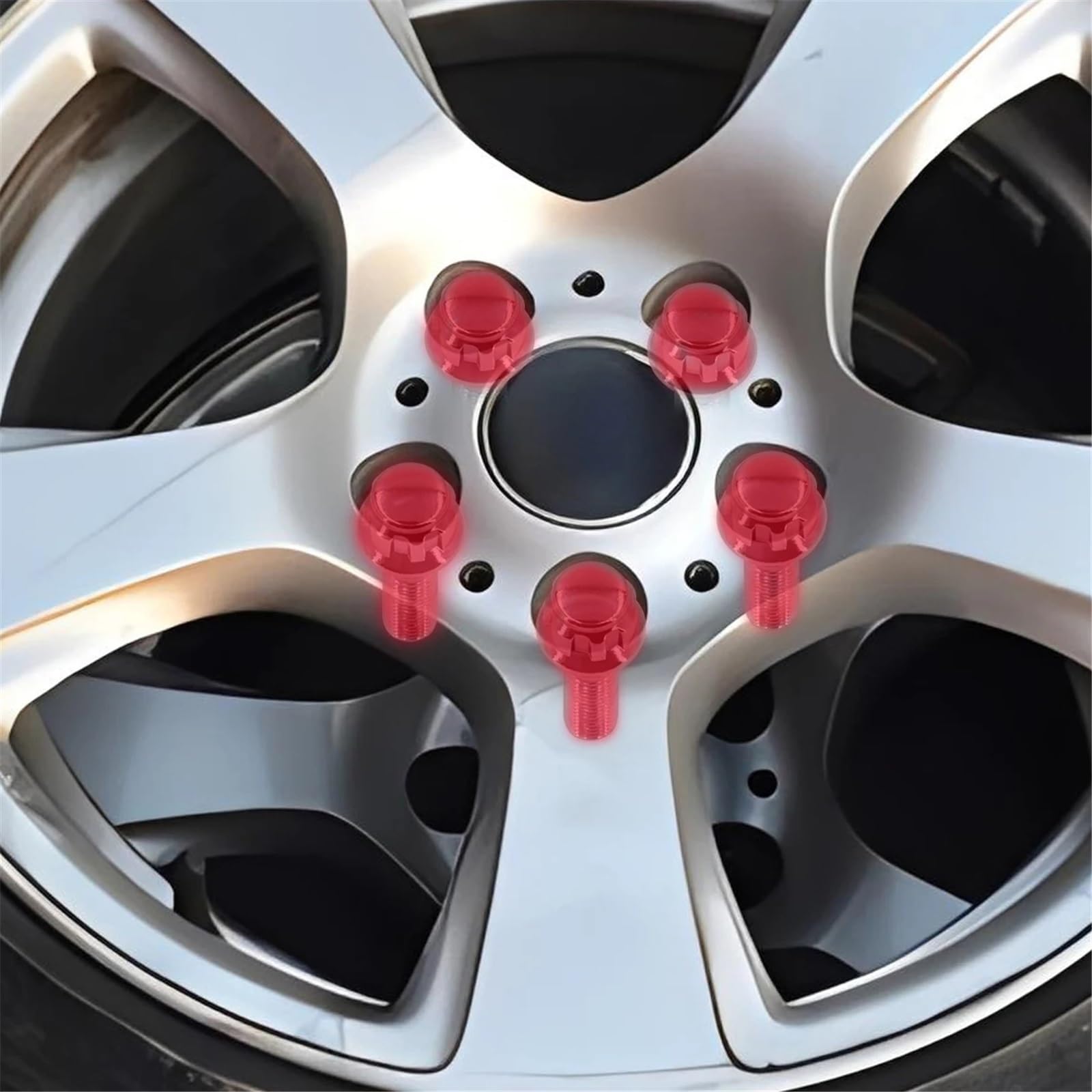 Compatibile con Nissan 5 pezzi bulloni ruota dadi antifurto M12 x 1,5 con chiave di bloccaggio perno ruota in lega base conica Bulloni Ruota