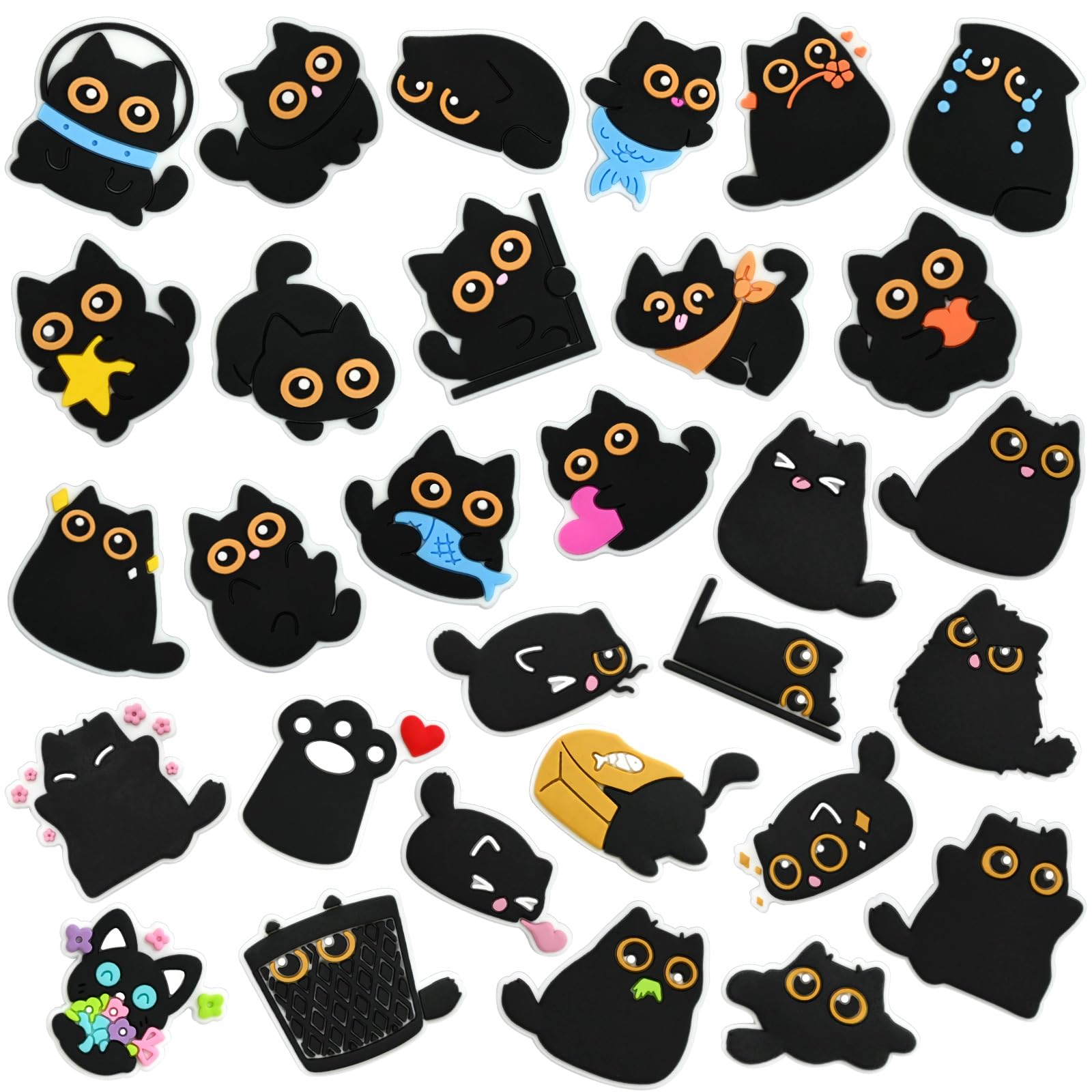 Cute Black Cat Backpacks Pins 30-100Piece Paw Print Lapel Brooch Pins Set DIY Funny Cat Dog Button Pin for Clothes Badges