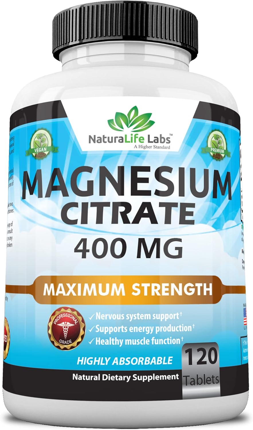 Magnesium Citrate 400 mg - High Potency Elemental Magnesium TRAACS Albion Minerals - 120 Tablets : Health & Household