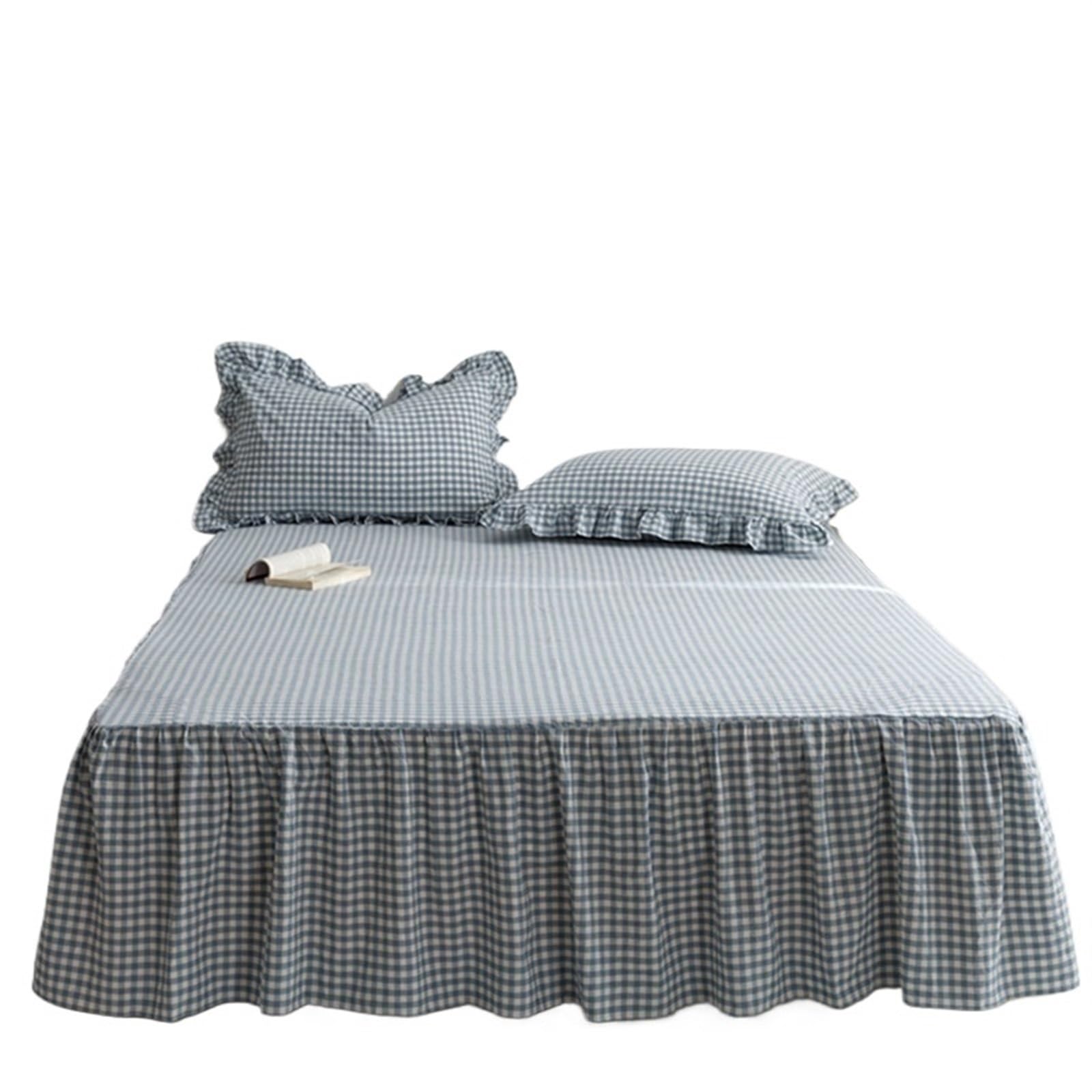 Bed skirt Bed Skirt Cover Plaid Style Bedspread Mattress Protector No Pillowcase(COLOR 2,150x200cm)