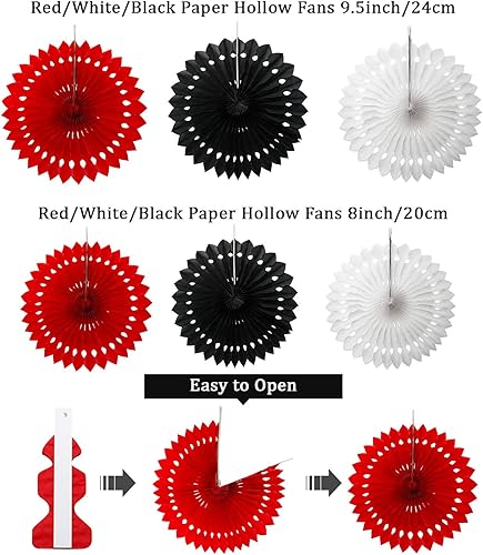 Miniatura 7 de WILLBOND 29 piezas de decoraciones de graduación 2024 de papel de ratón, decoración de papel de abanico, pompón, panal, flores, borlas, suministros
