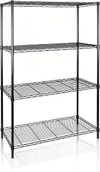 SUPER DEAL Black 4-Shelf Heavy Duty Storage Wire Shelving Unit for Restaurant Garage Pantry Kitchen Garage Rack 36L x 14W x 54H