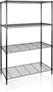 SUPER DEAL Black 4-Shelf Heavy Duty Storage Wire Shelving Unit for Restaurant Garage Pantry Kitchen Garage Rack (36L x 14W x 54H)