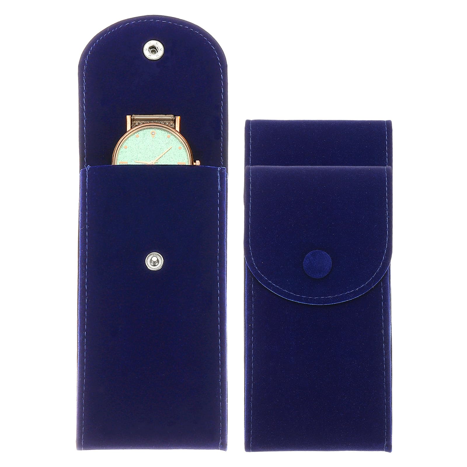 Étui de voyage souple pour montre avec bouton pression intérieur anti-rayure bleu