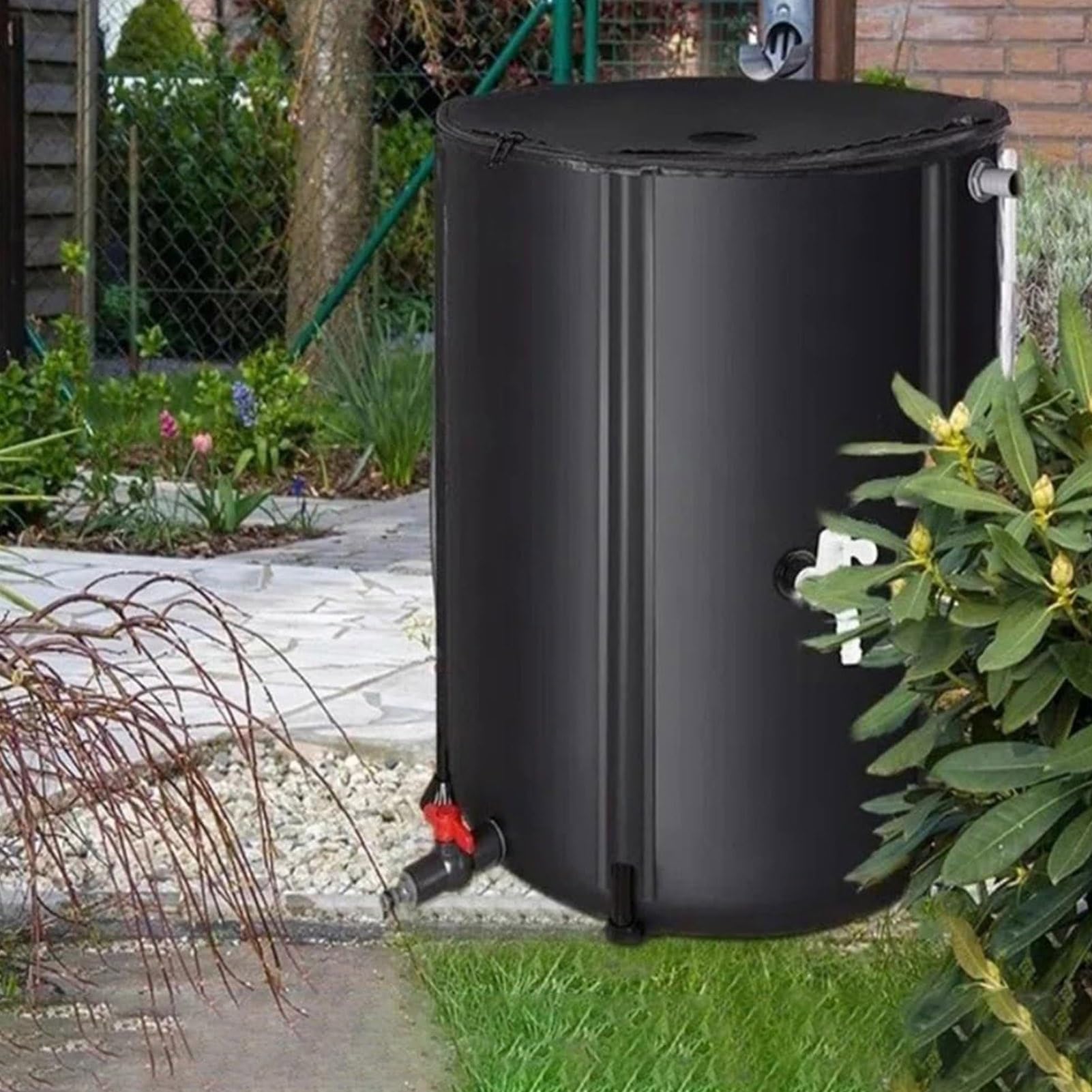 Barril de Lluvia portátil, Sistema eficiente de recolección de Agua de Lluvia, Sistema de riego de jardín de PVC, ahorrador de Agua ecológico para Uso en Jardines y para emergencias(50L)