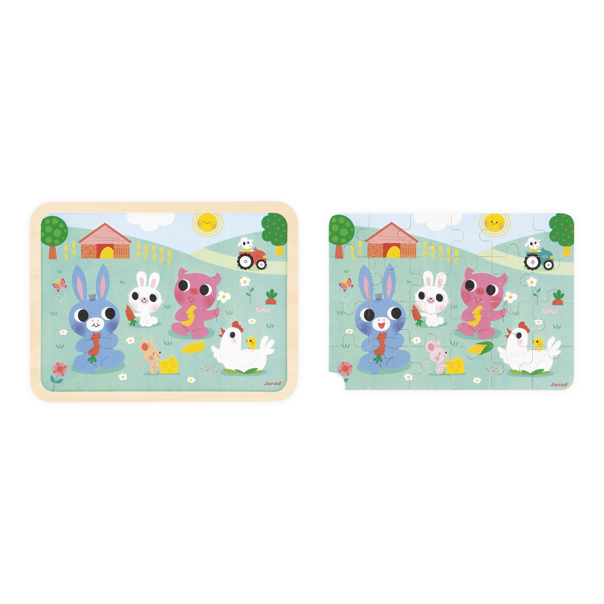 Janod, Wooden Puzzle 24 Pieces Children From 4 years, Farm Theme, Model included + 5 Errors Game on the Board - Image 4