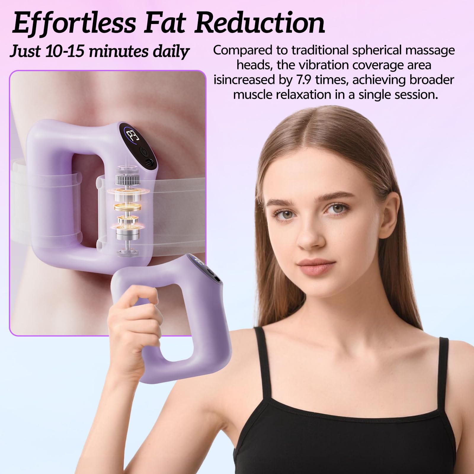 Anillo de fascia multifuncional de cuerpo entero, masajeador eléctrico de fascia con 5 intensidades y 3 frecuencias, vibración de alta frecuencia contra la celulitis para abdomen, piernas, espalda con