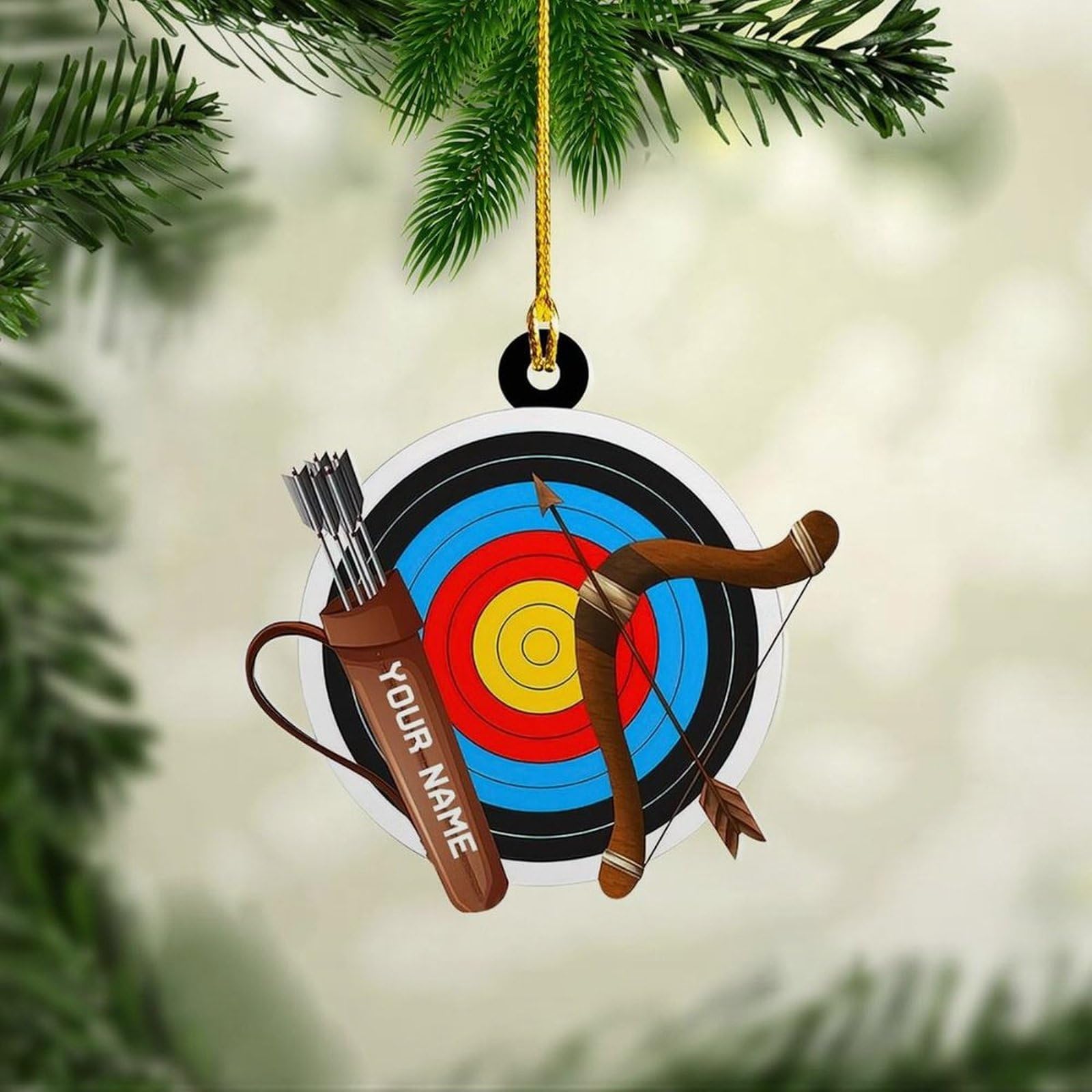 Luckluccy Personalized Archery Ornaments,Bow and Arrow,Hunter,Hunting 2025,Archer Christmas,Archery Target,Team Gift Xmas (ACR7)