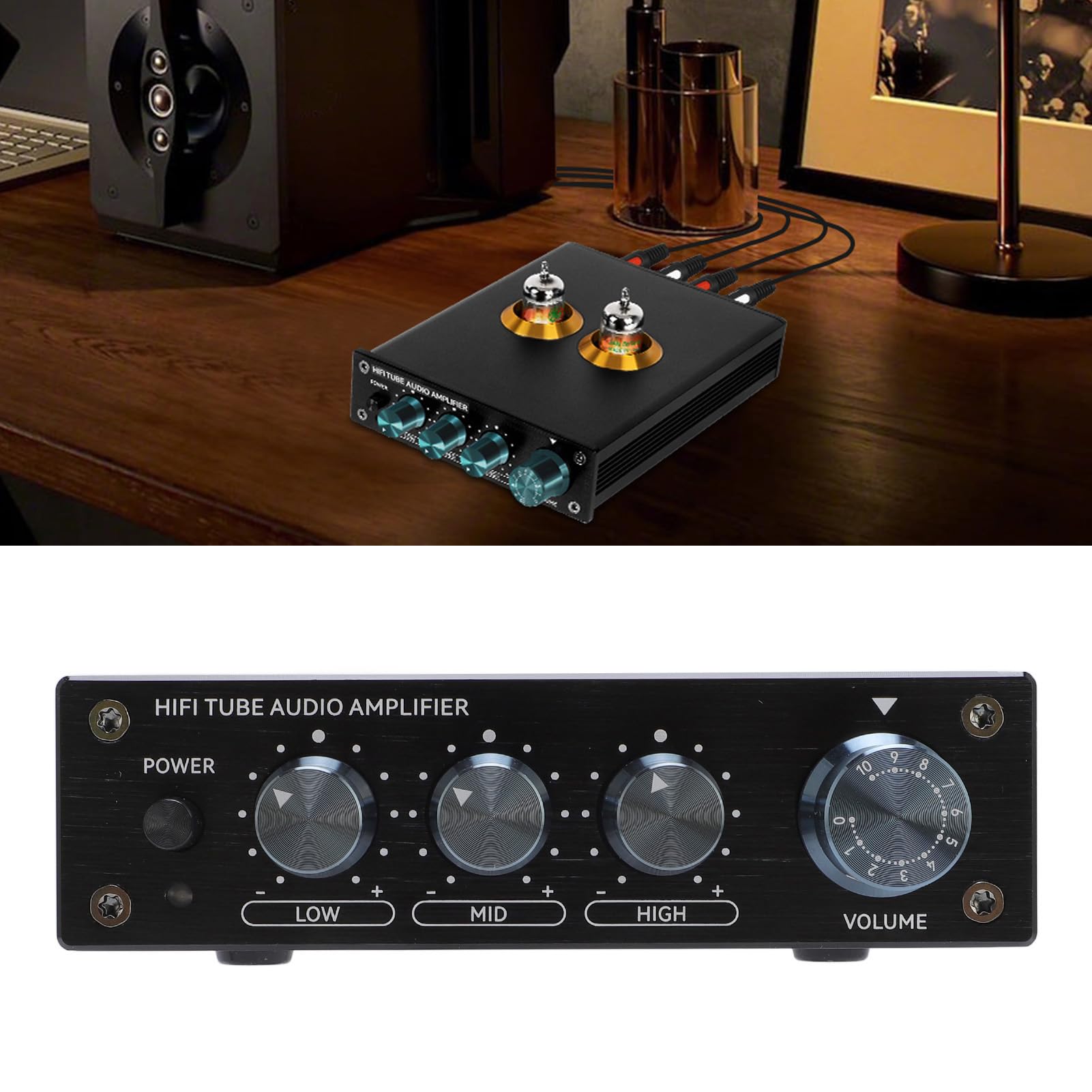 Preamplificatore Phono a Valvole, Preamplificatore Audiophile Stereo HiFi Elettrico da Banco, Amplificatore per Cuffie a Valvole per Giradischi Audio Domestico Altoparlante
