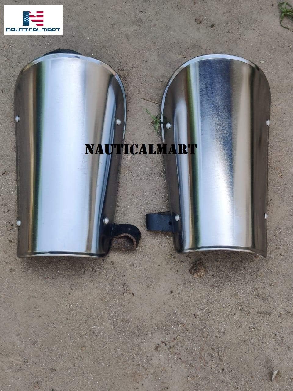 NauticalMart Steel Arm Bracers - 18 Gauge Battle Ready Armor with Adjustable Leather Straps for LARP, Cosplay, and Medieval Reenactments for Fantasy Enthusiasts - Image 5