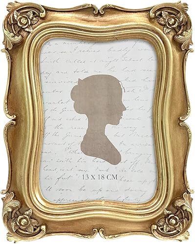 Sunlit Marco de fotos vintage de 5 x 7 pulgadas, marcos de fotos antiguos de lujo con parte frontal de cristal, pantalla de fotos, para colgar en la