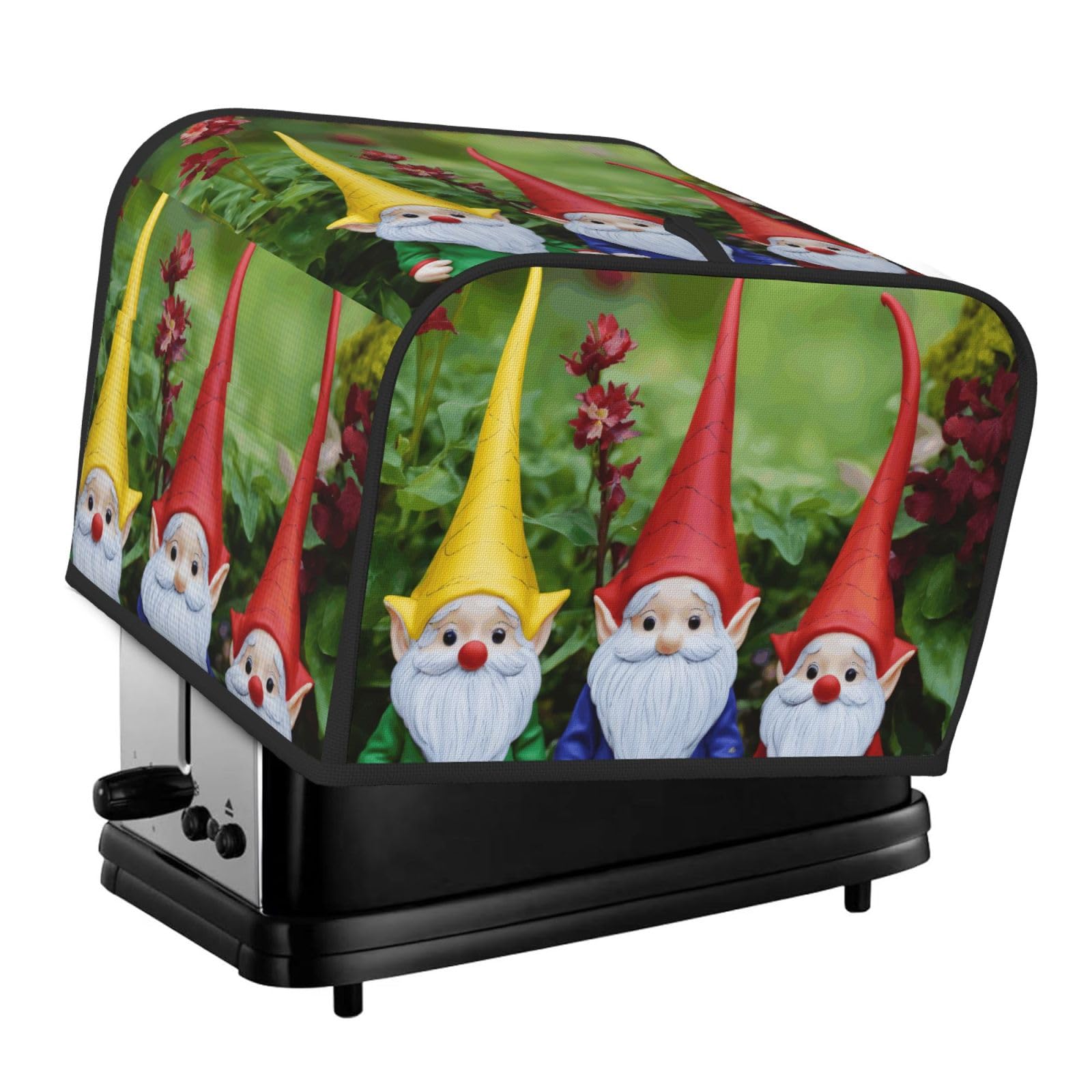 Xmas Funny Gnomes Print 4-Slice Toaster Cover Dustproof Waterproof Kitchen Appliance Protector For Bread