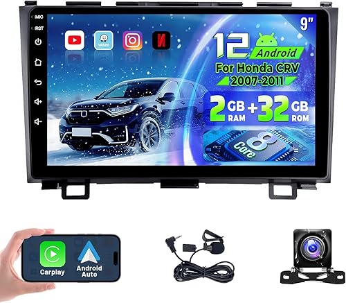 Radio de coche de 8 núcleos para Honda CRV 2007-2011 con Carplay Android actualización automática de 9 pulgadas pantalla táctil Buletooth estéreo