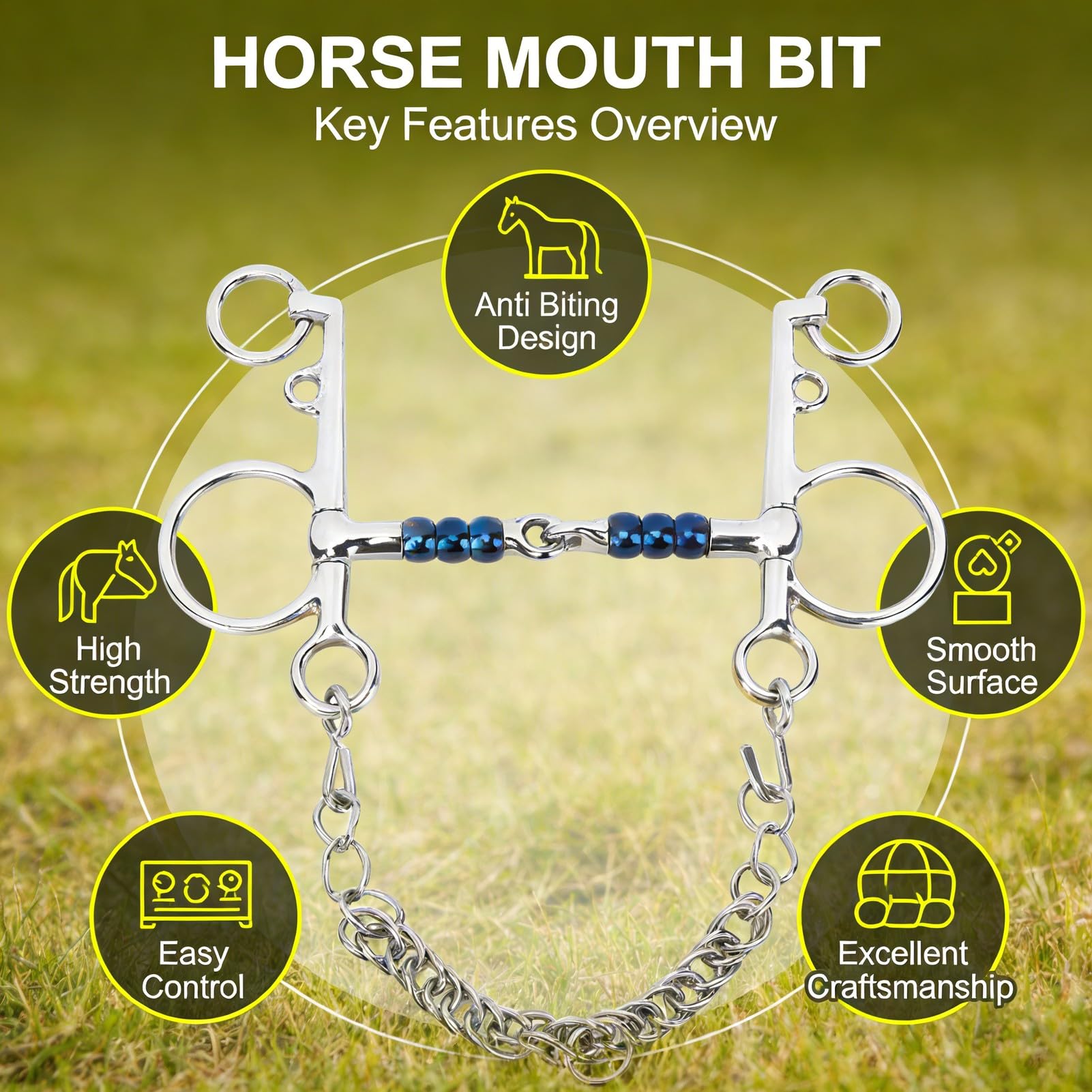 Mors pour Cheval Acier Inoxydable 125mm, Mors Pelham de Dressage, Équipement Équestre Résistant - Haute Solidité, Conception Anti - Morsure, Contrôle Optimal en Compétition