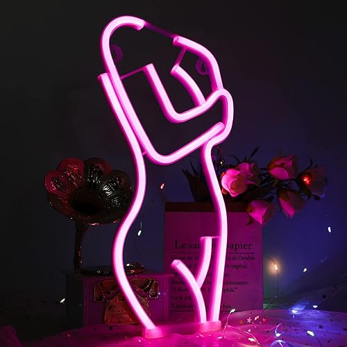 Miniatura 6 de Letreros de neón para mujer, luz nocturna LED, arte de pared, decoración de cueva, luces de silueta con USB y baterías para dormitorio, fiesta, bar,