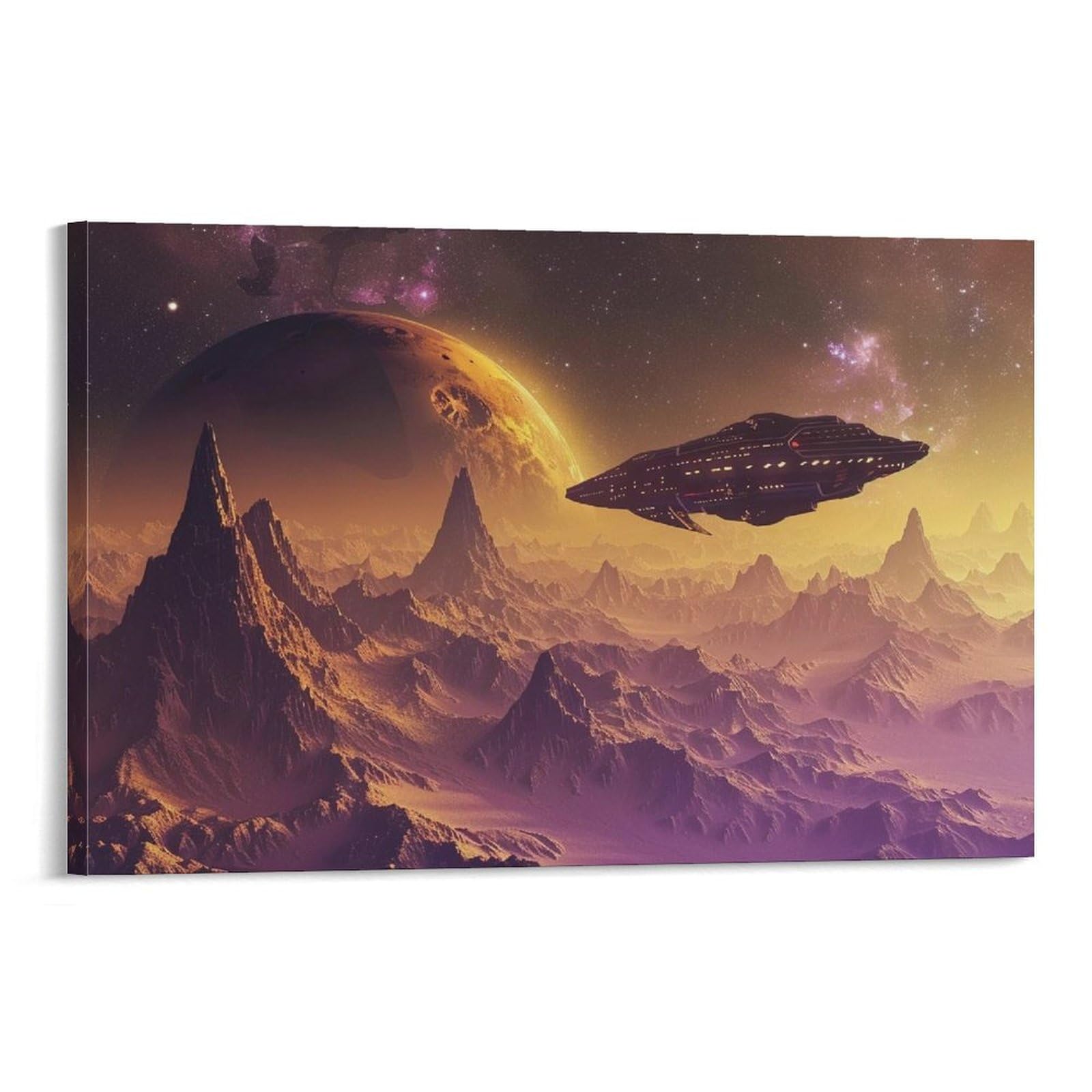 Amazon.co.jp: 絵画 宇宙船星間飛行インテリア 絵画 SFイラストアート