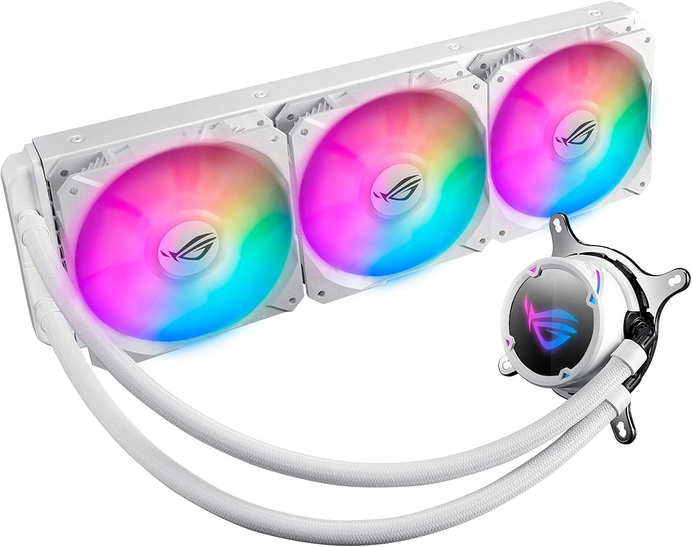 ASUS ROG Strix LC 360 RGB White Edition All-in-one Liquid CPU Cooler with Aura Sync RGB, and Triple ROG 120mm addressable RGB Radiator Fans - View 1