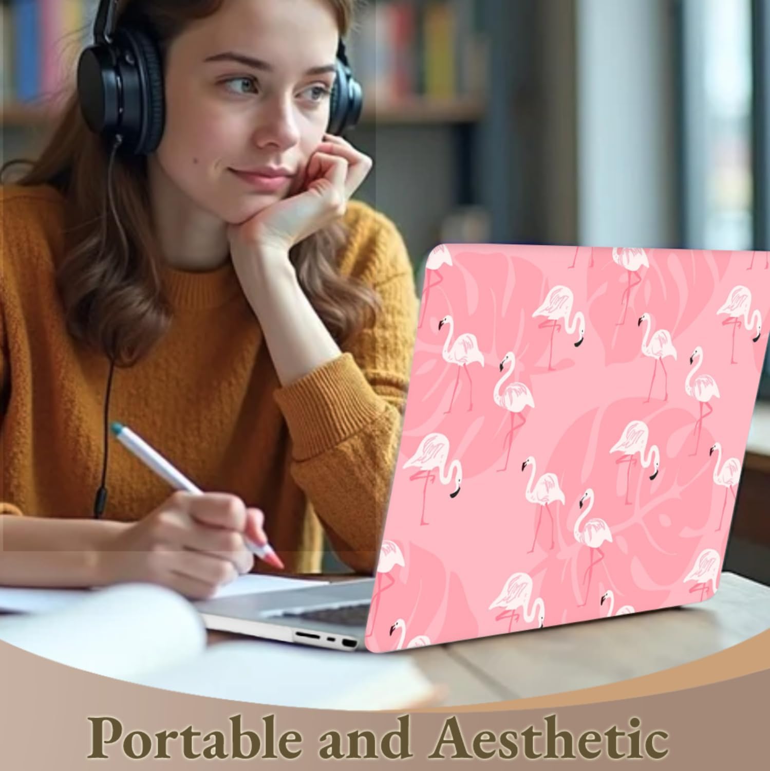 Hard Case Compatible with MacBook Air 13 inch 2020 2019 2018 Release M1 A2337 A2179 A1932, Plastic Hard Shell Protective Laptop Cover for 13.3" MacBook Air, Pink Flamingo
