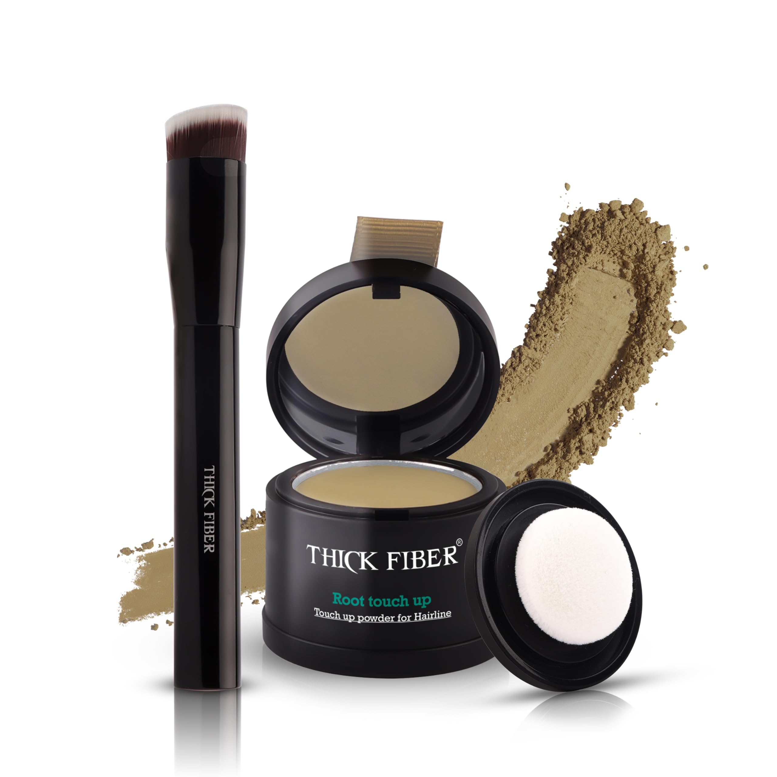 Thick Fiber Root Retouching and Hairline Concealer, Waterproof and Anti-Sweat Hair Loss Cover for Thinning Hair for Women with Powder and Brush (Middle Blonde)