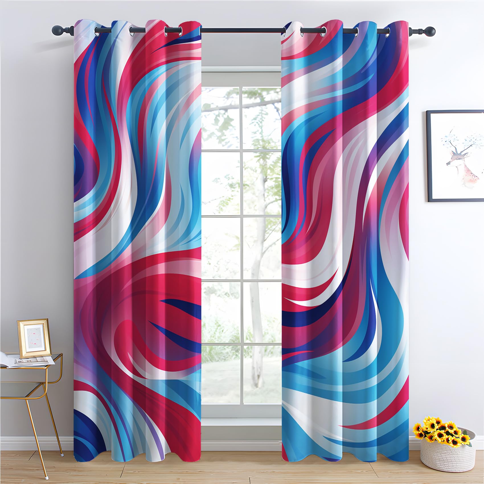 Rideau Occultant Thermiques Psychédélique Coloré - Lot De 2, image size:1700x1700