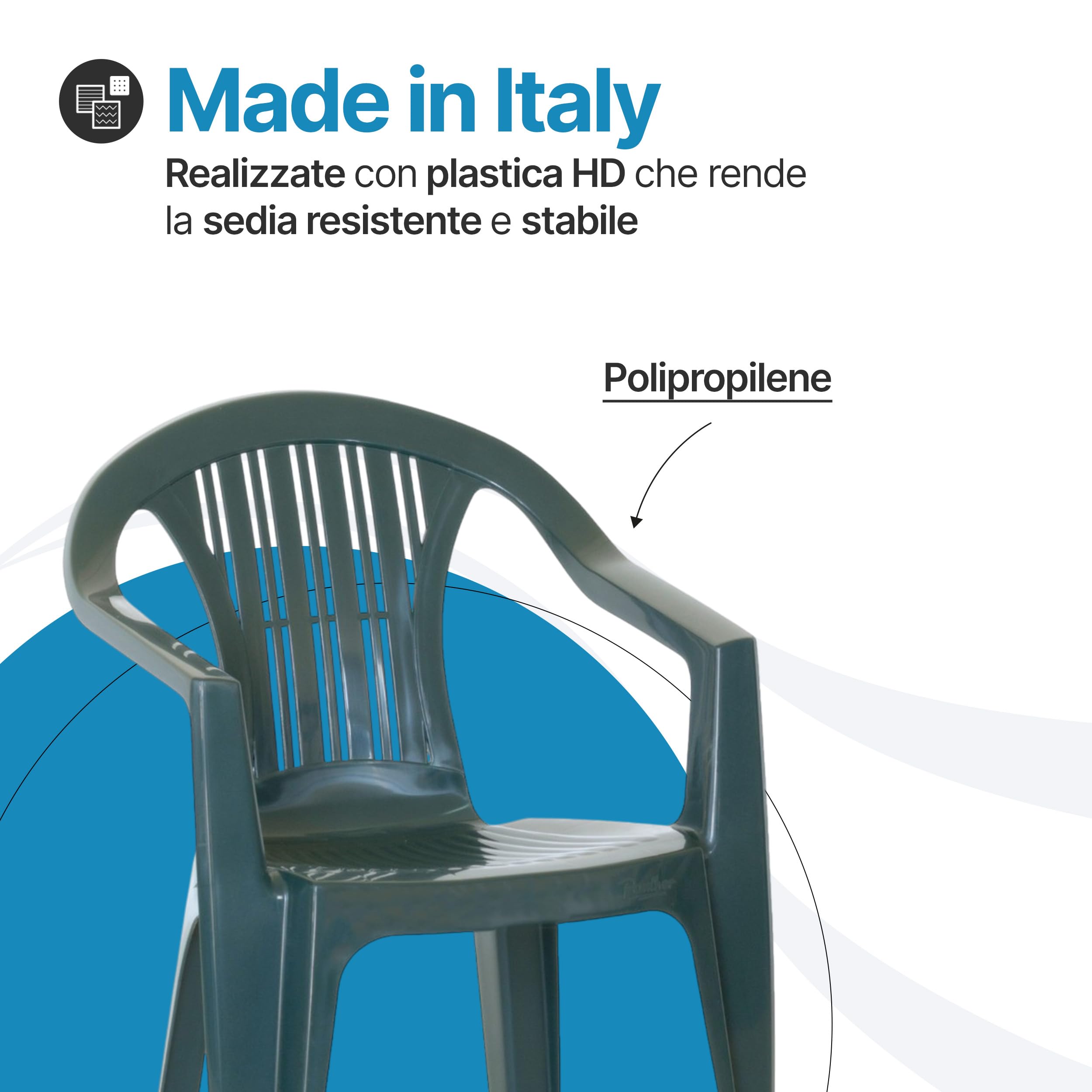 Tomaino Sedie Da Giardino In Plastica Set 6 Impilabili Con Braccioli Verde