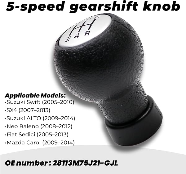 Suolron Pomello del cambio a 5 marce e retromarcia per Swift 2005-2010 SX4 2007-2013 Alto 2009-2014 Suzuki Fiat Sedici 2005-2013 28113M75J21-GJL leva del cambio T Model - 3