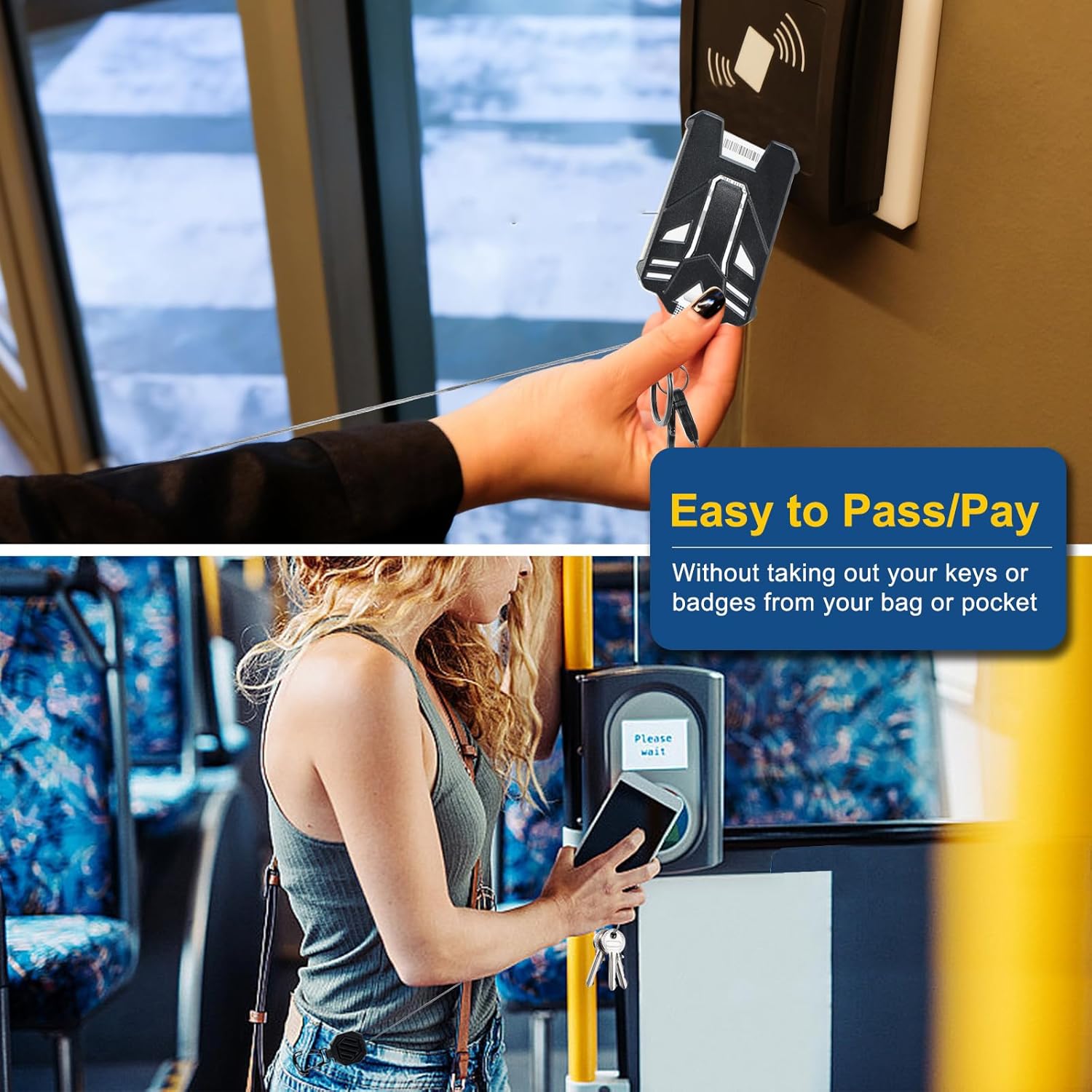 DELSWIN Heavy Duty Retractable Keychain, Badge Holder Retractable Clip, Badge Reel with 31”Steel Cord, Key Ring, Lobster Claw Clasp and Phone Tethers (2 Pack) - Image 6